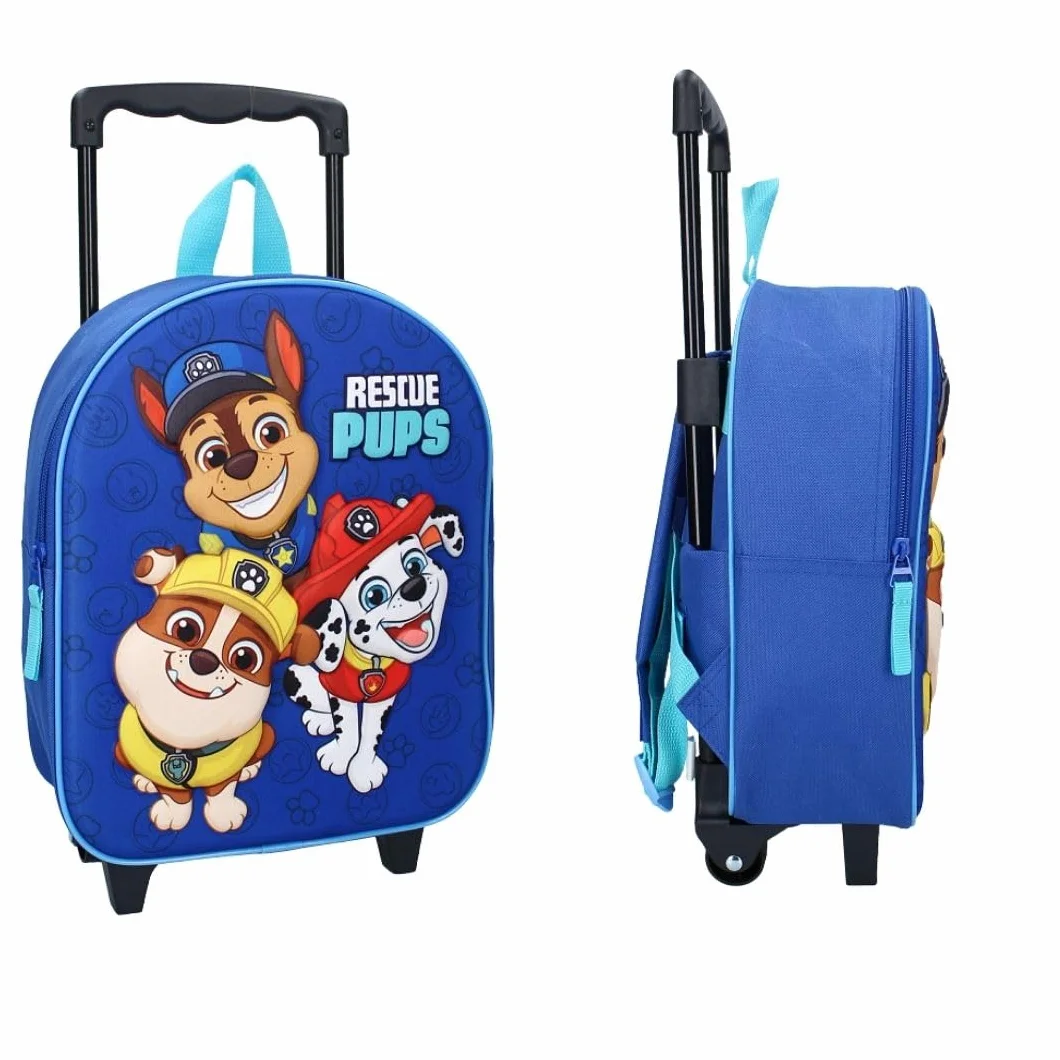 mybagstory - Torba 3D Pat Patrol - Dziecko 32 x 26 x 11 cm - 1 kieszeń zapinana na zamek - Wózek z 2 kołami - Efekt ulgi - Idealny do przedszkola, na wakacje lub wyjścia