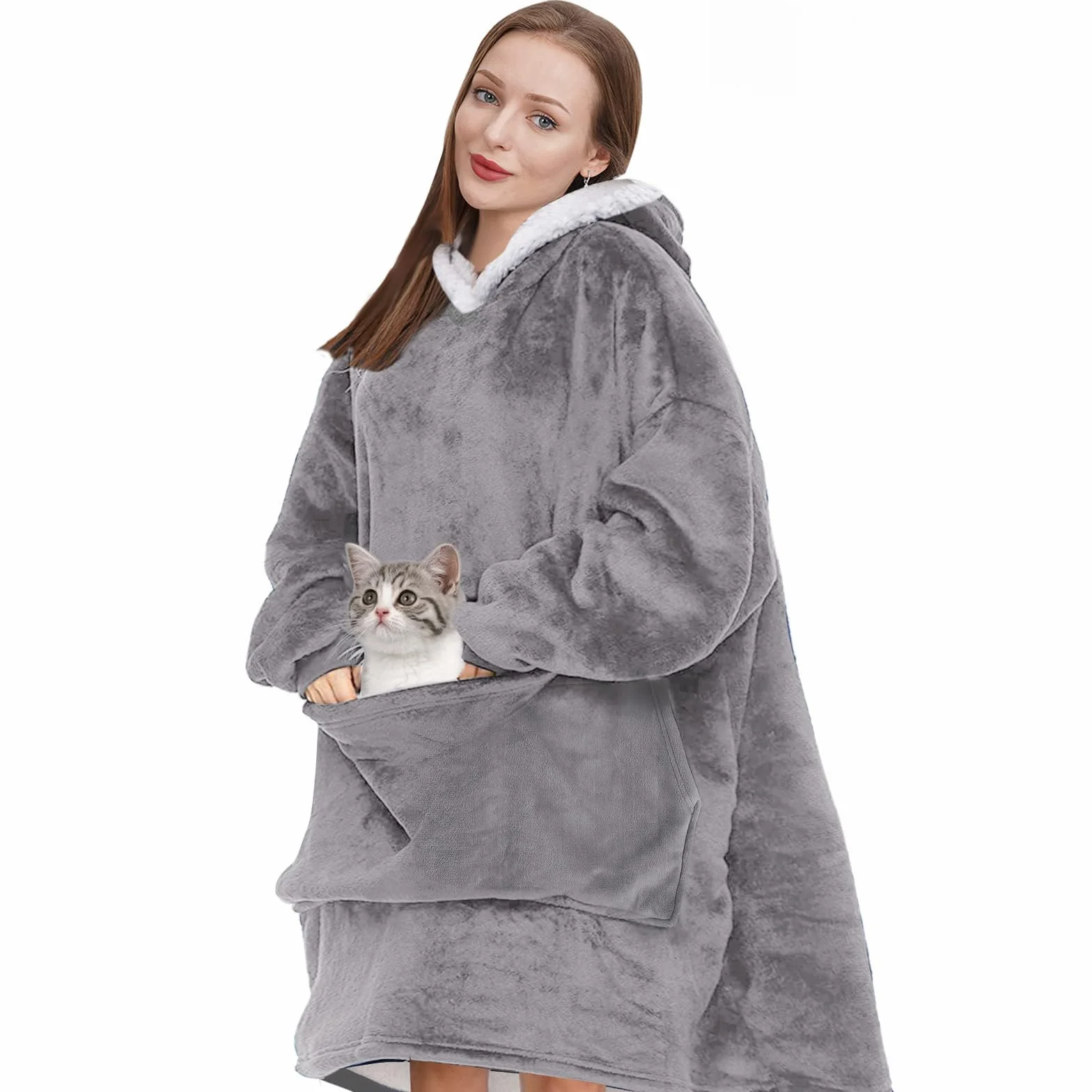 IvyH Ponadwymiarowa Bluza z Kapturem Koc Sherpa - Super Miękka, Ciepła, z Długim Rękawem - Jeden Rozmiar Pasuje do Mężczyzn, Kobiet, Dziewcząt