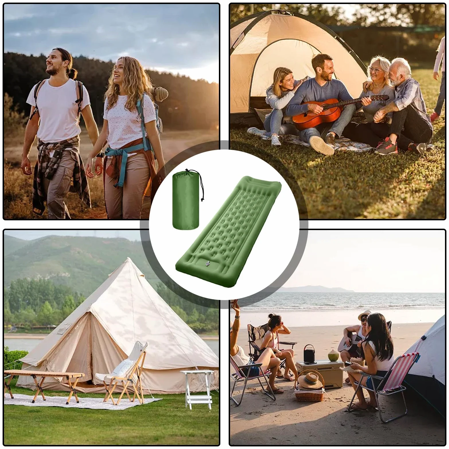 Materac Turystyczny Do Spania Na Camping Przenośny Materac O Grubości 11 | Wbudowana Pompa Nożna Dla Dorosłych Na Wędrówki I Podróże