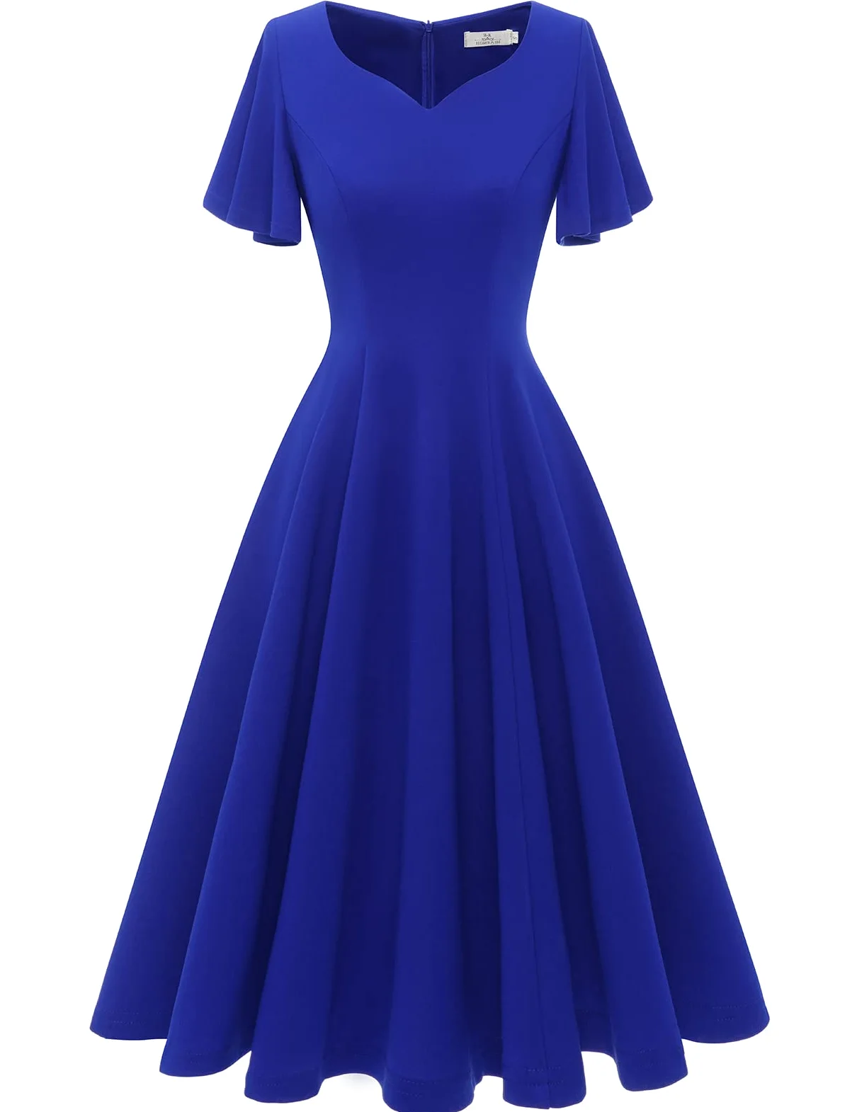 Homrain Damen Elegant Cocktailkleid 50er Jahre Rockabilly Knielang Vintage Kleid Faltenrock Retro Kleider V-Ausschnitt A-Line Abendkleid