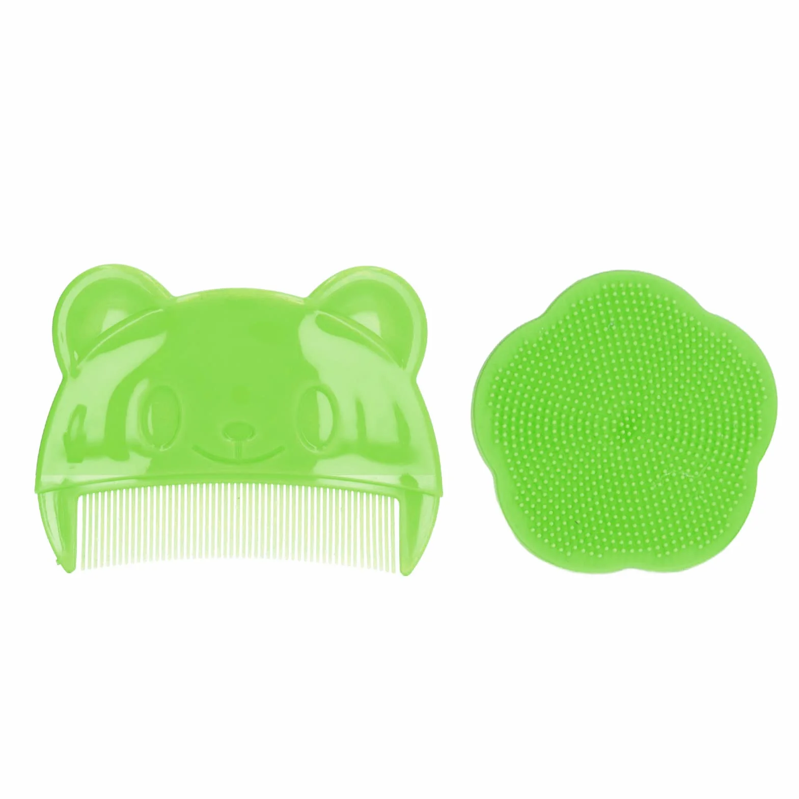 Szczotka do Kąpieli dla Dzieci, Szczotka do Kołyski Oraz Grzebień, Miękka Baby Bath Silicone Brush Set z Cradle Cap Bristle Brush i Pudełko do Przechowywania Idealny dla Noworodków i(Zielony)