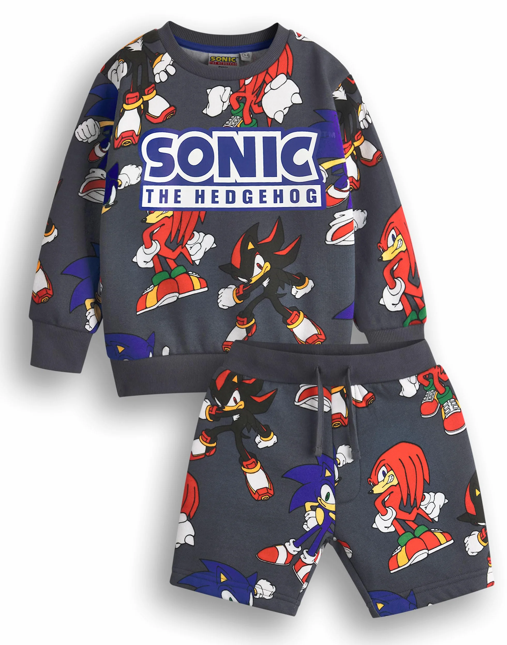 Sonic The Hedgehog Zestaw bluz i spodenek chłopięcych | Dziecięcy sweter z graficznym nadrukiem na całej powierzchni i dopasowanymi spodniami | Strój odzieżowy Shadow Knuckles dla graczy