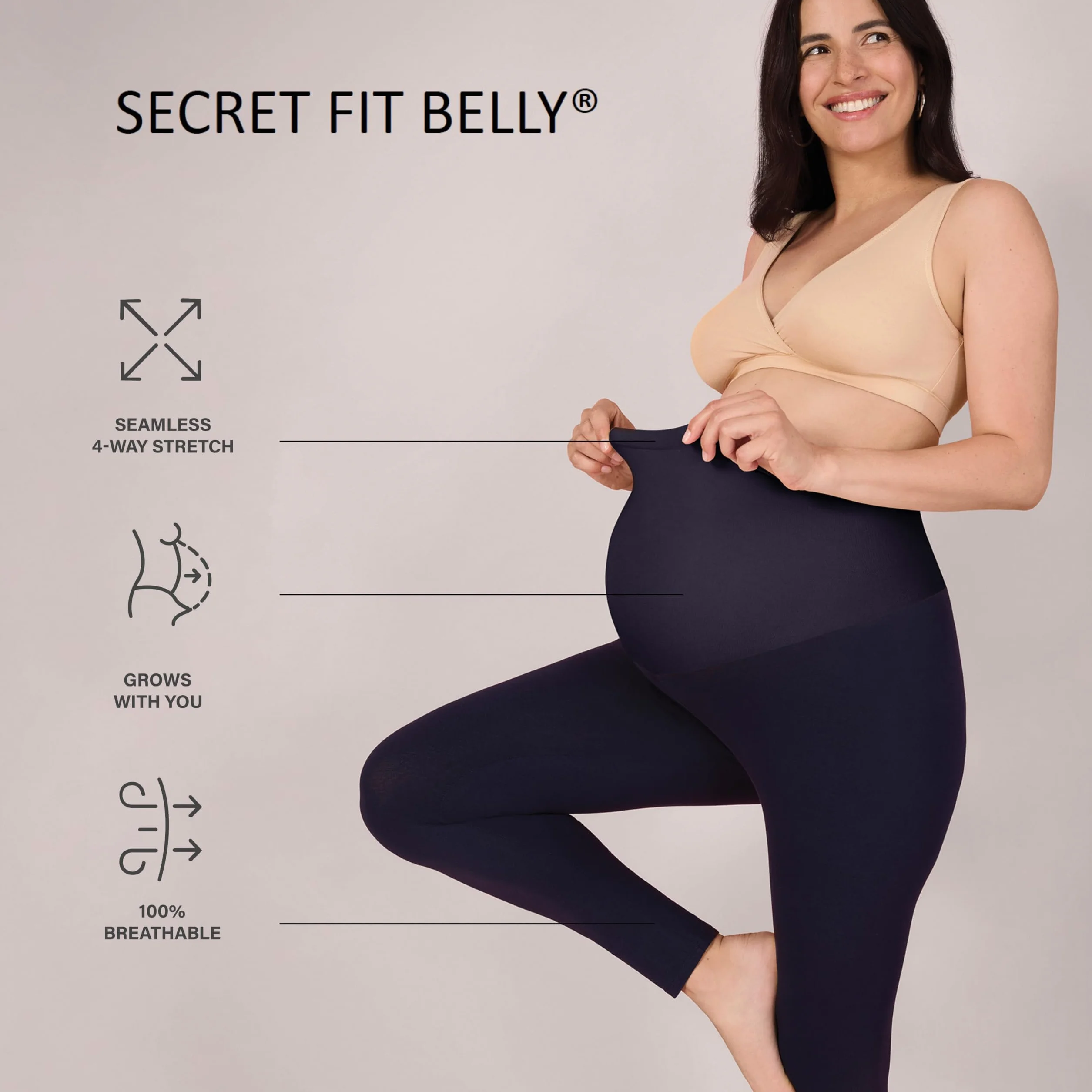 Motherhood Maternity Legginsy Z Tajnym Dopasowaniem, Rozciągliwe, Pełna Długość - Leginsy Kobiety
