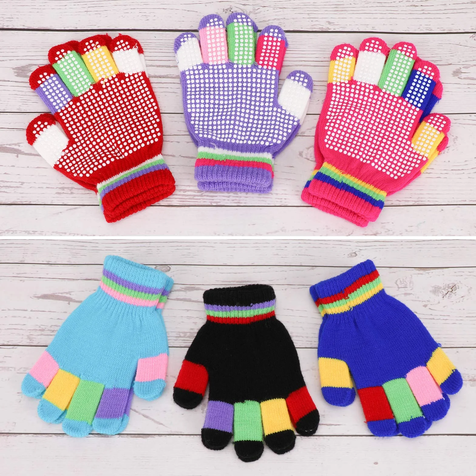 Dziecięce rękawiczki antypoślizgowe zimowe ciepłe rozciągliwe unisex 5-8 lat