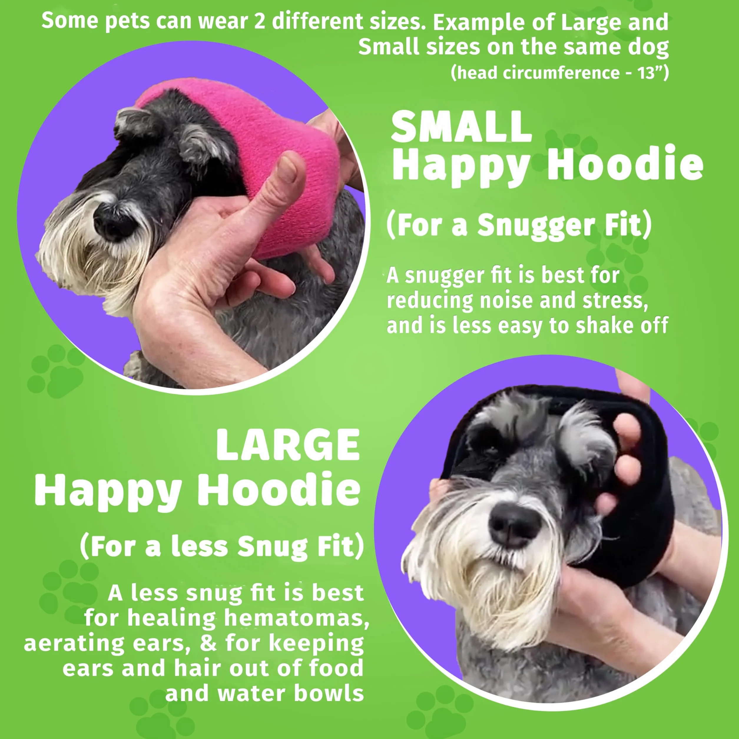 Zoni Pets, LLC Happy Hoodie Black 2 Pack, Contains one Large and one small Hoodie by