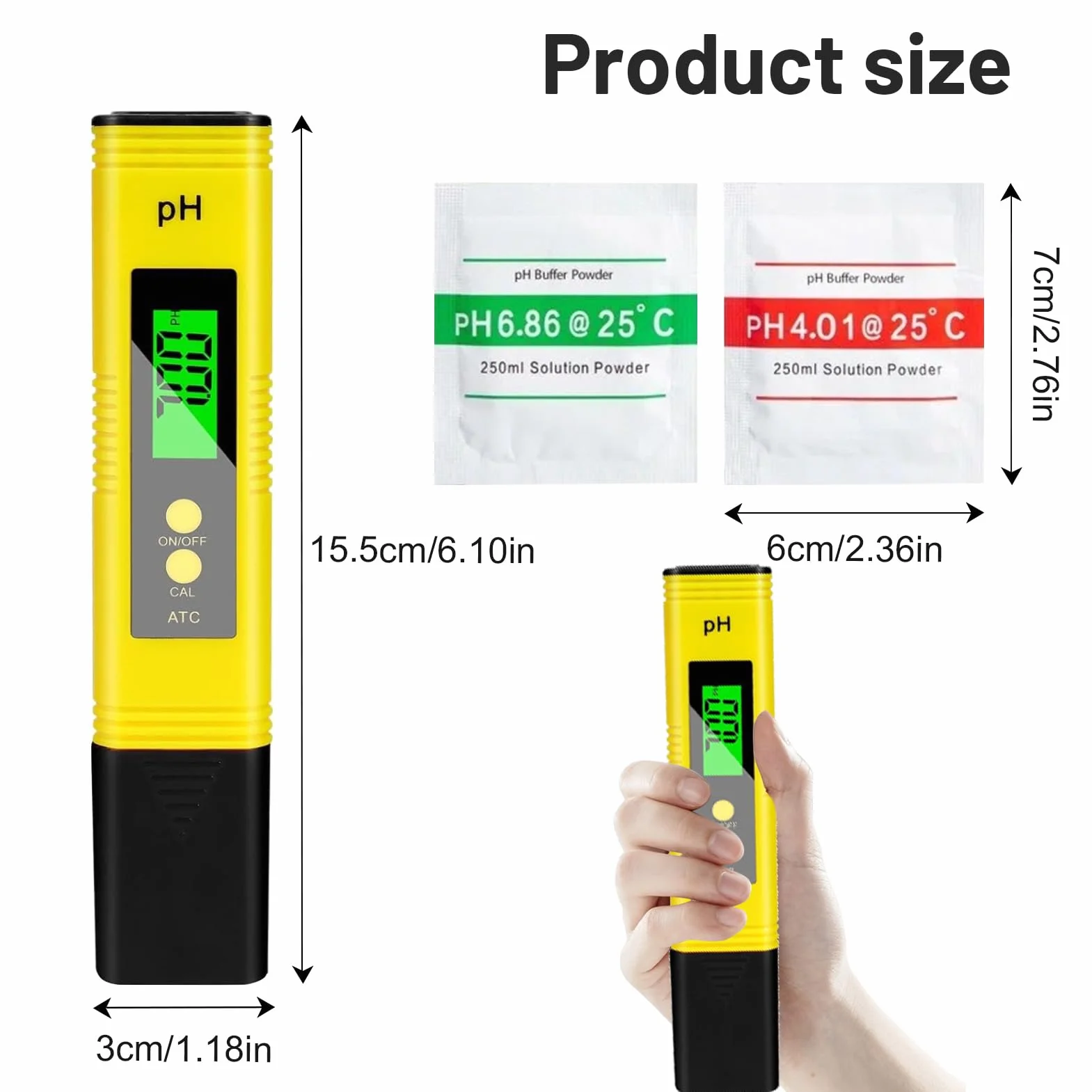 Ochronny cyfrowy miernik pH, precyzyjny tester pH do wody 0,01 Rozdzielczość miernik pH zakres 0-14 PH z automatyczną kalibracją - akwarium, Wate basen, tester wina