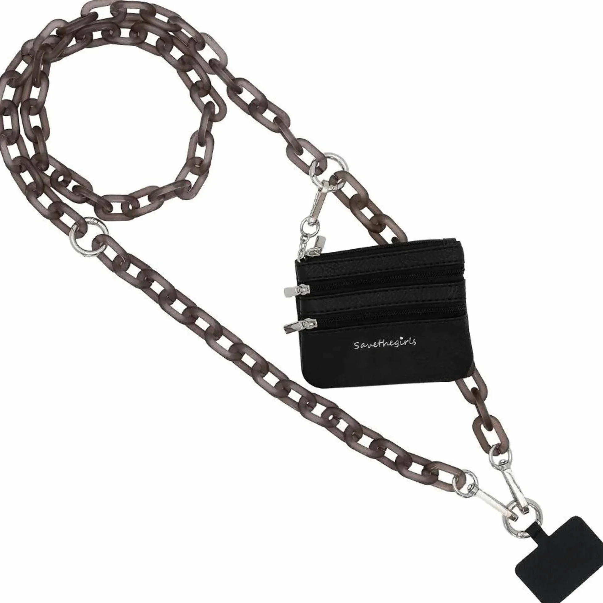 Save the Girls Pasek na telefon Clip & Go – łańcuszek na telefon z zamkiem błyskawicznym – łańcuszek na identyfikator