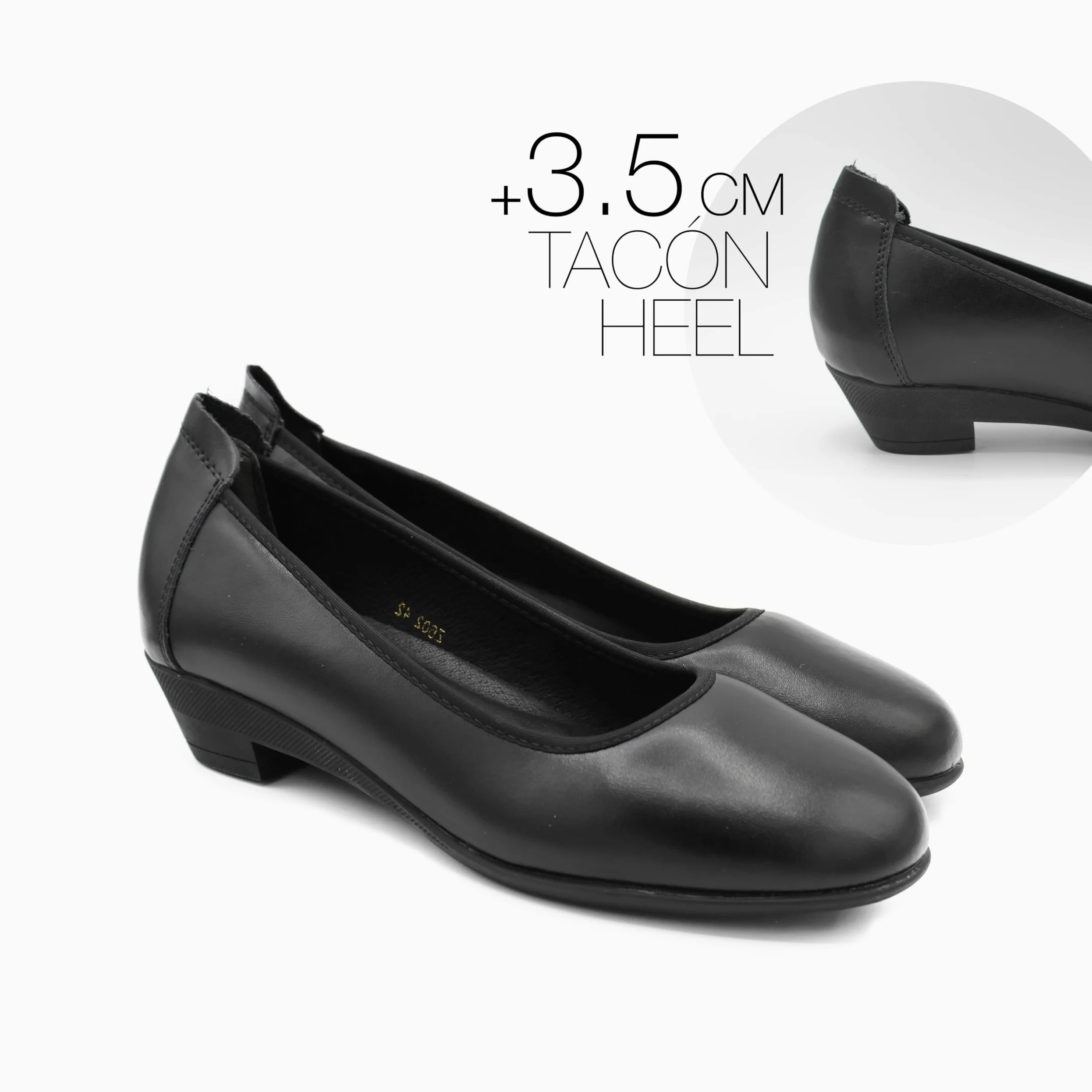 Zerimar Wygodne skórzane baleriny damskie - eleganckie lekkie buty do codziennego użytku biurowego - obcas 3,5 cm