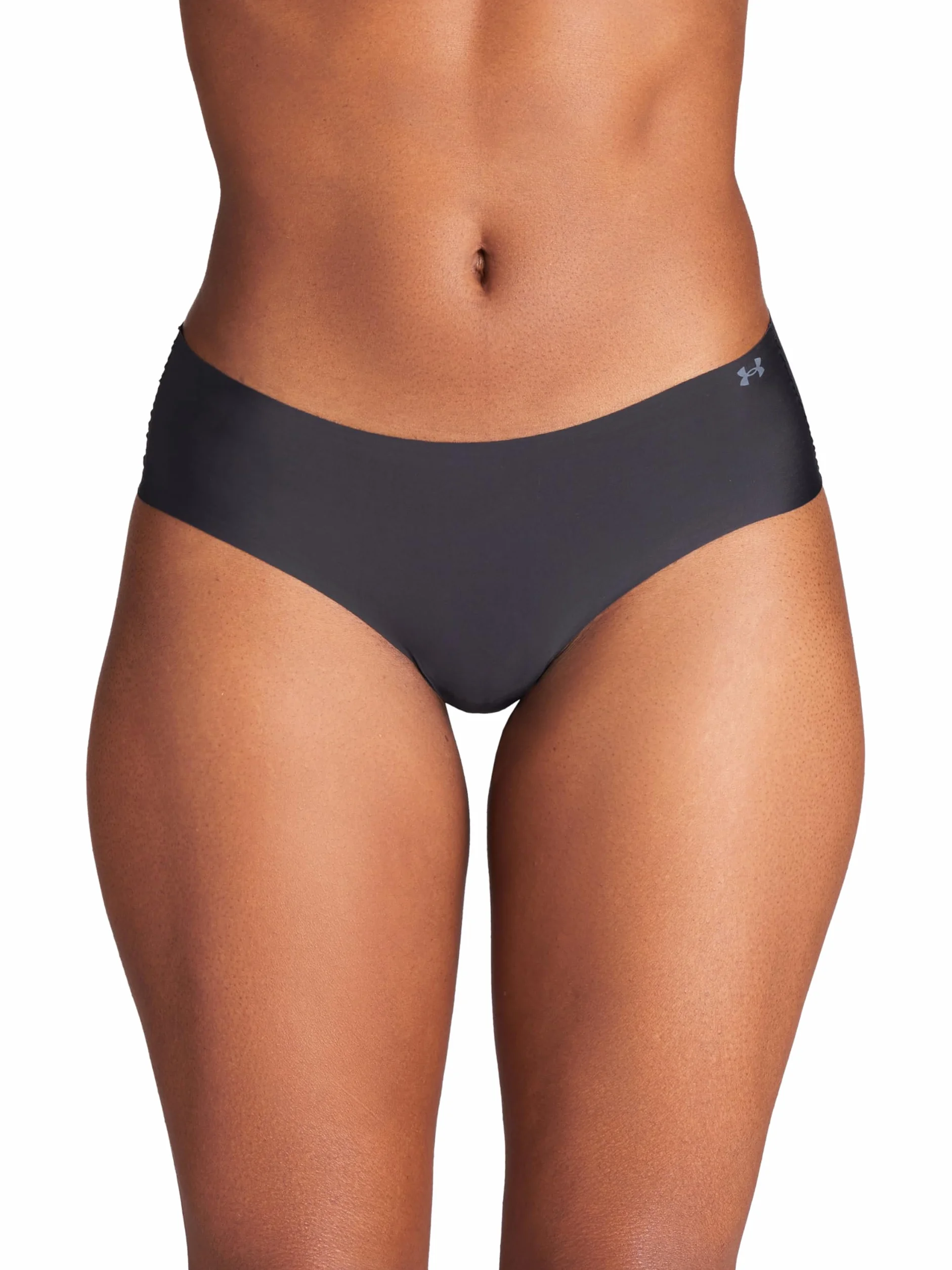 Under Armour Bielizna damska Pure Stretch niewidoczne spodnie hipsterskie, 3 sztuki majtek, czarne, L, Czarny, L