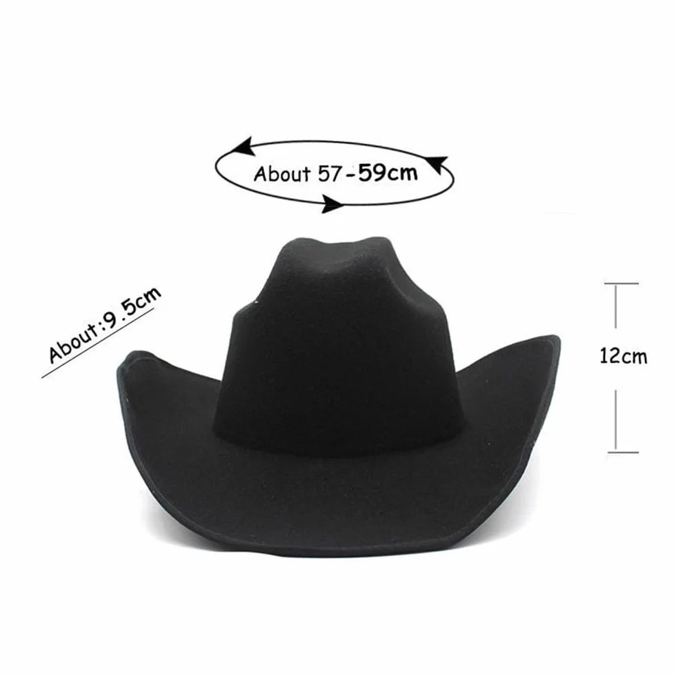 9.5cm Big Brim White Jazz Hat Autumn and Winter Woolen Hat Britain Simple Felt Cowboy Hat