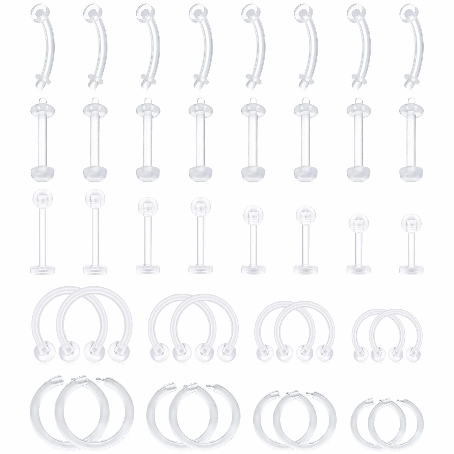 D.Bella 16G przezroczyste pierścienie do ust elastyczny akrylowy kolczyk labret tragus helix chrząstka piercing