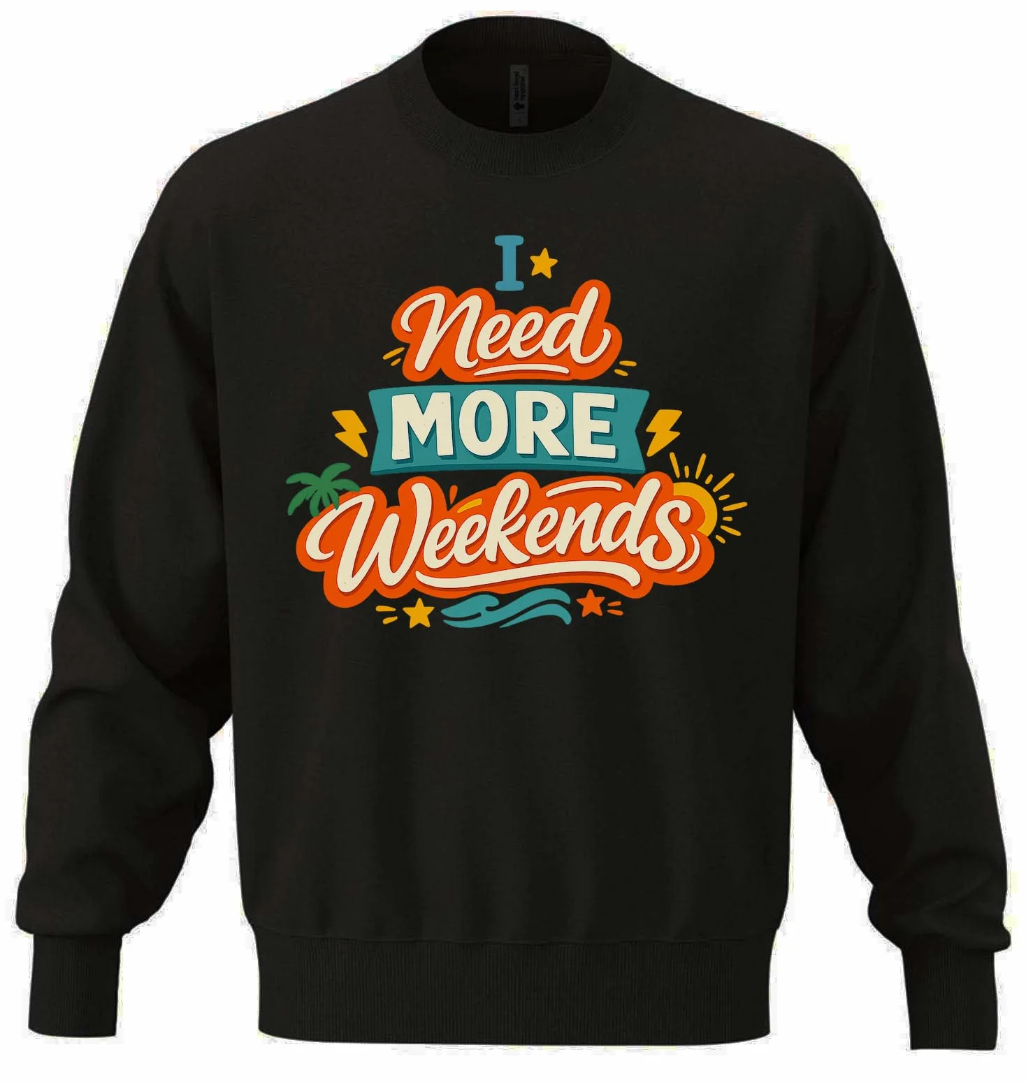 'Expressing Desire For More Weekends' bluza oversize mieszanka bawełny ciężka bluza czarna