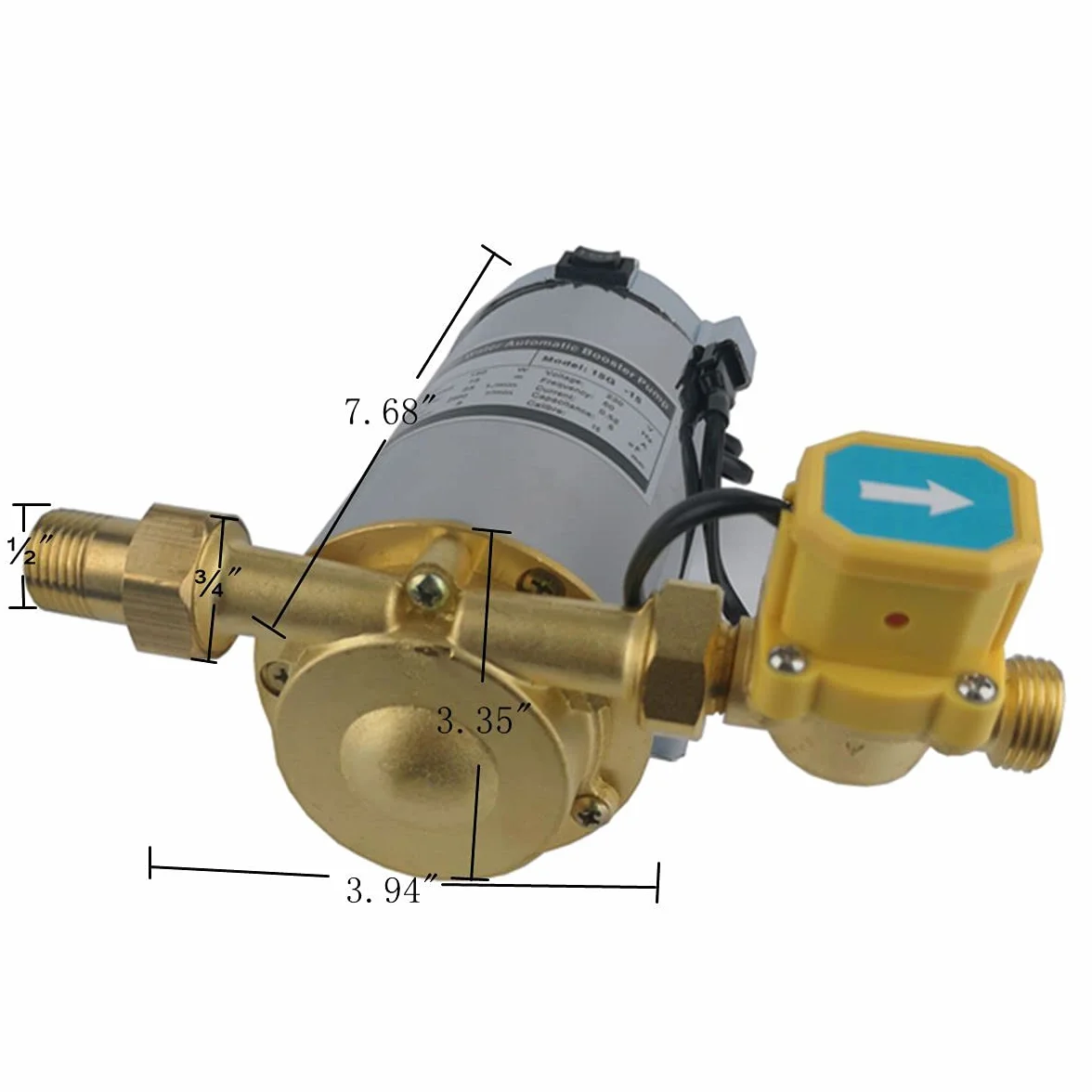 150W MałA Automatyczna Pompa WspomagająCa Prysznic 230V/50Hz Pompa ZwięKszająCa CiśNienie GorąCej Wody ¾" × ½" Wylot 25L/Min Mini Pompa WspomagająCa 15m Do Systemu Prysznicowego W CałYm Domu