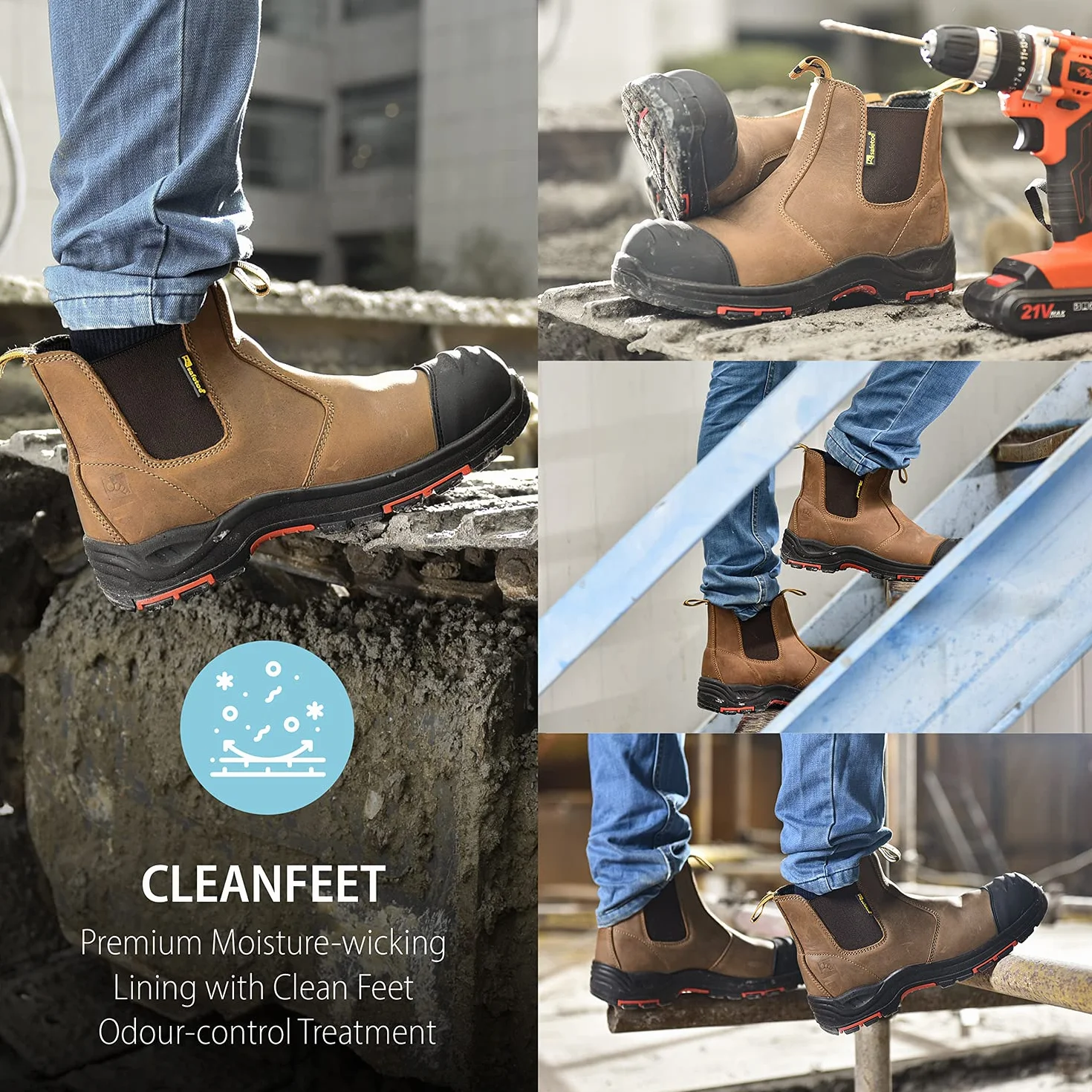SAFEYEAR S3 buty robocze męskie i damskie, M-8025, buty ochronne, wysokie, ESD, wodoszczelna i oddychająca skóra, lekka i wygodna wkładka, stalowe noski S1P i stalowa płyta