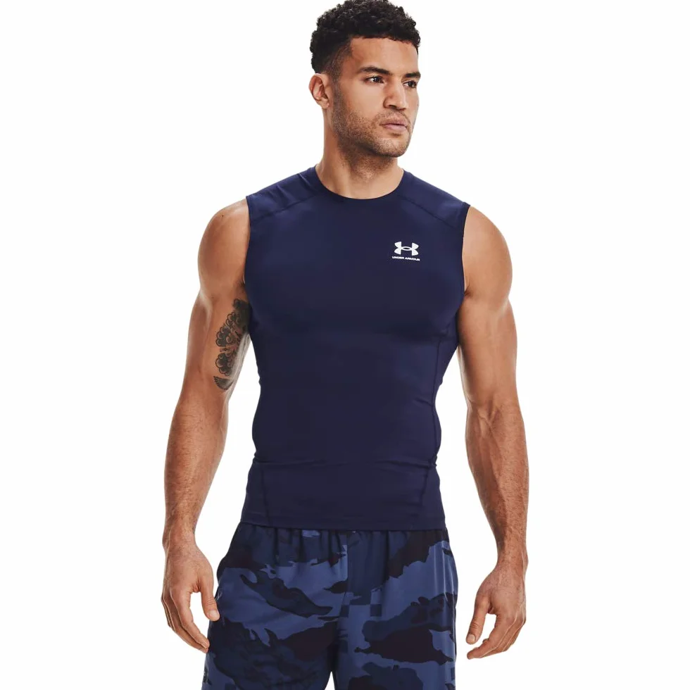 Under Armour Mężczyźni Heatgear Armour Comp Sl 1361522 Bezrękawnik, Granatowy/Biały, L