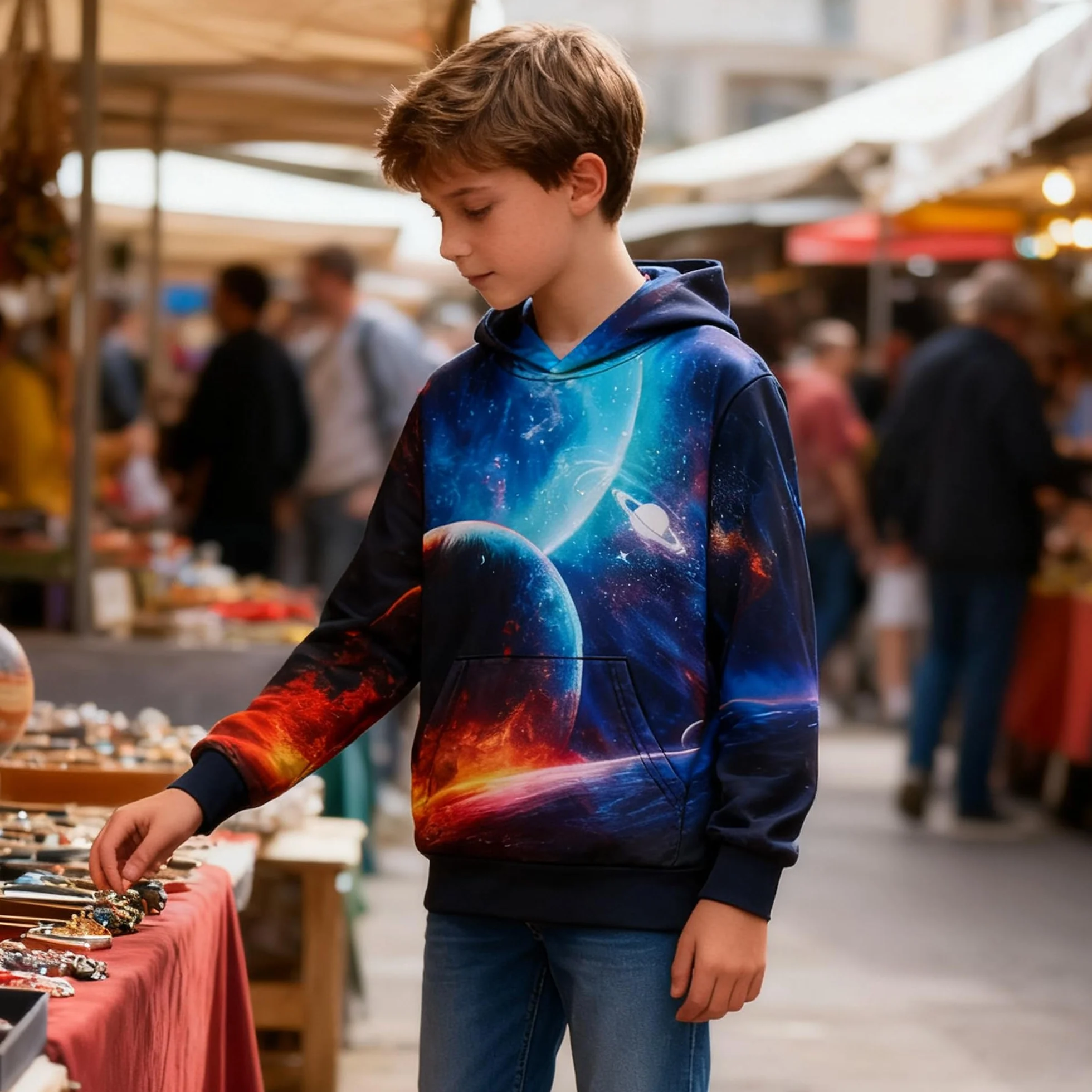 Kids4ever Dziecięca bluza z kapturem 3D, zabawny nadruk, sweter z kapturem, długi rękaw, bluza z kapturem, dla chłopców i dziewczynek, z kieszenią, wiek 6-16 lat