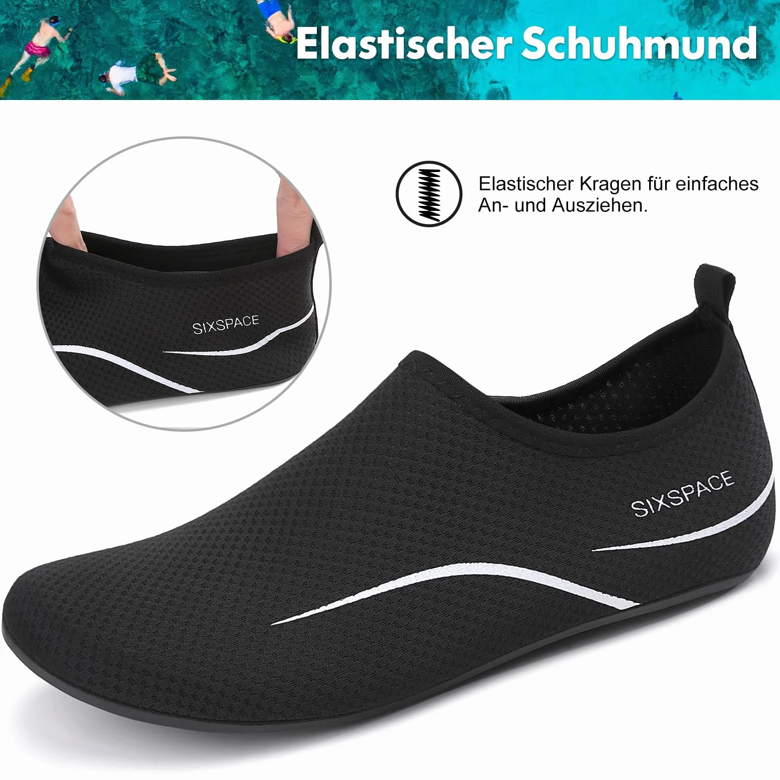 Sixspace Buty do wody, męskie i damskie, buty do wody, buty plażowe, oddychające, do nurkowania, jogi, na siłownię, rozm. 34-47