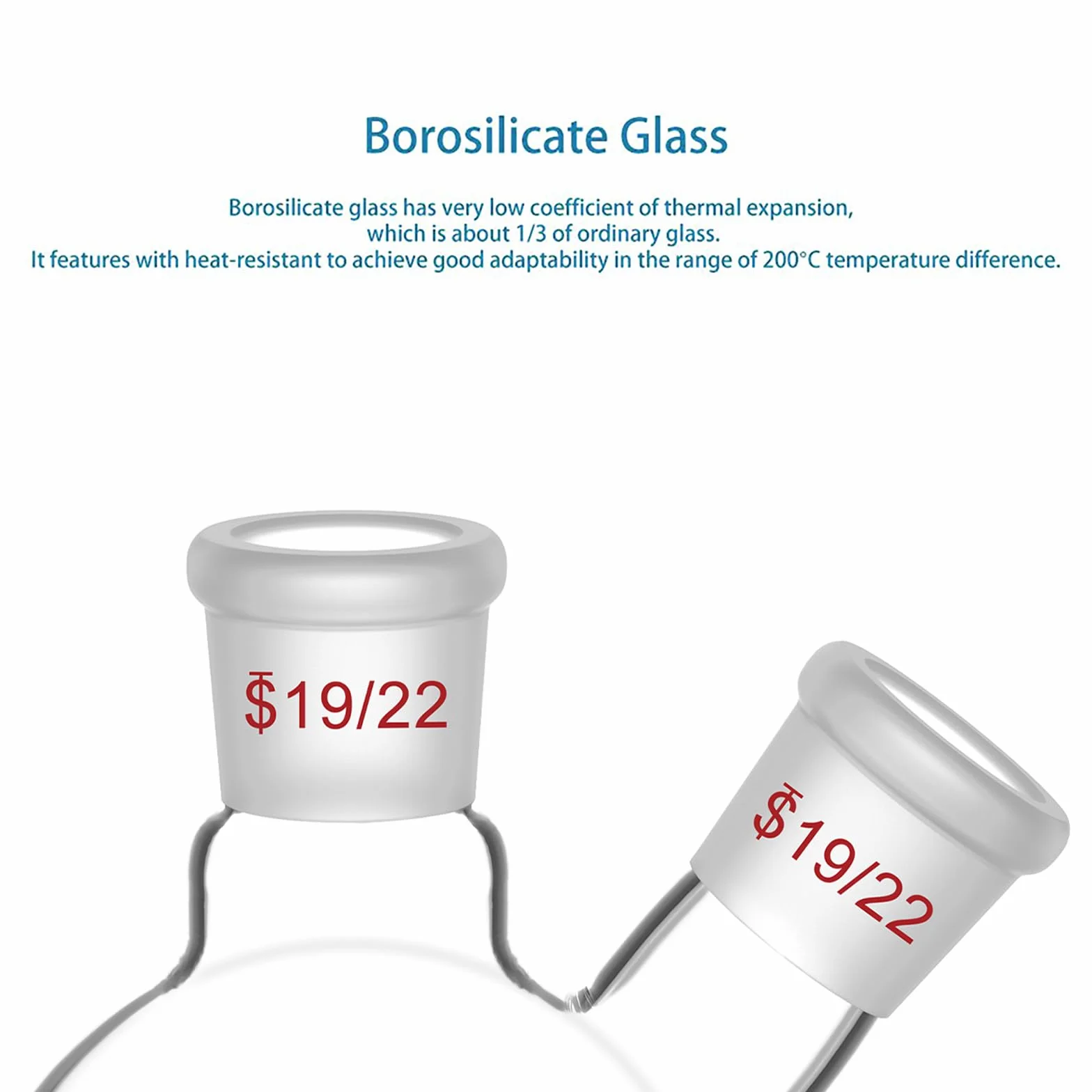 StonyLab szklana kolba okrągłodenna 250 ml 2 szyjka 19/22 stożek zewnętrzny