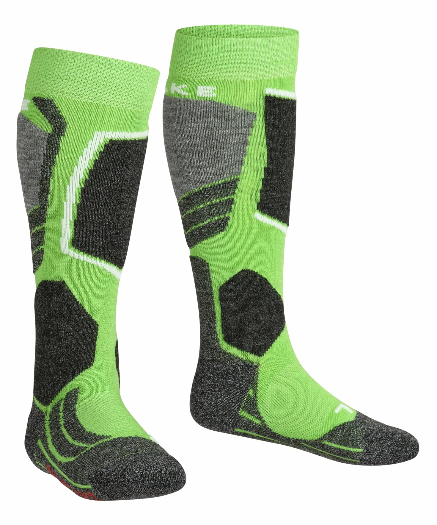 FALKE Uniseks - dzieci Skarpety narciarskie SK2 Intermediate K Kh Wełna ciepłe grube 1 Para, Zielony Vivid Green 7231, 31-34