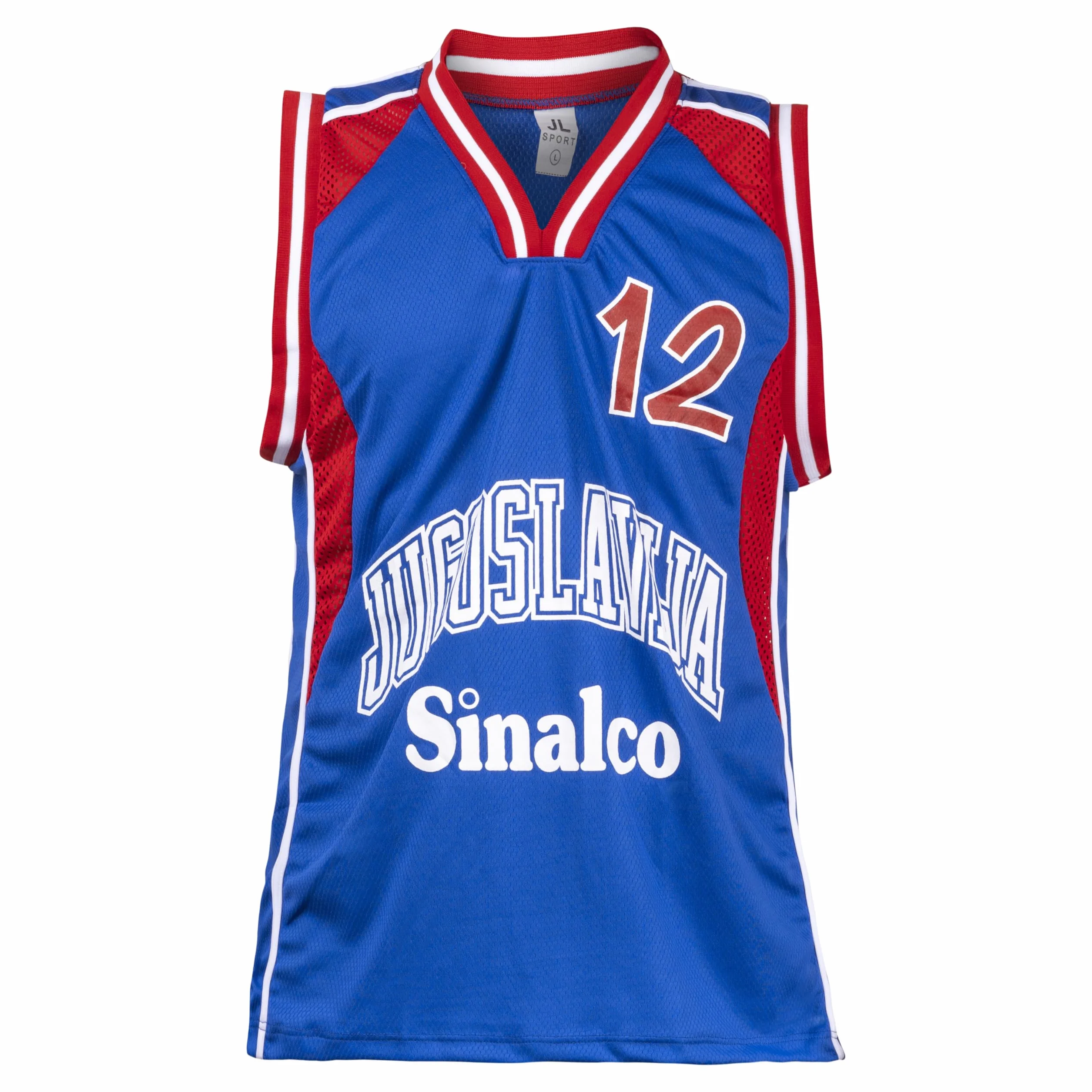 Vlade Divac 12 Jugosławia Euro Koszykówka Niebieska koszulka bez rękawów Sport Retro Top
