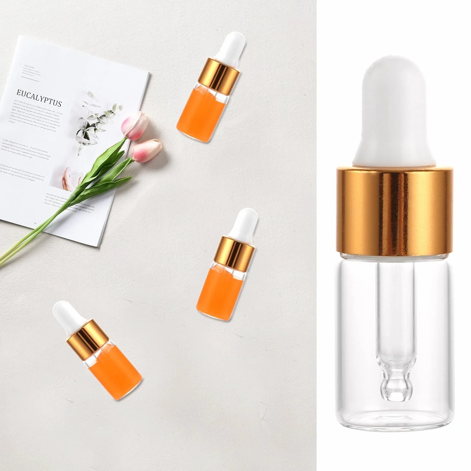JMIATRY 100 sztuk butelek z pipetą 3 ml, butelki z pipetą, mini butelki z pipetą do olejków eterycznych, aromaterapii, masażu, próbki olejków zapachowych