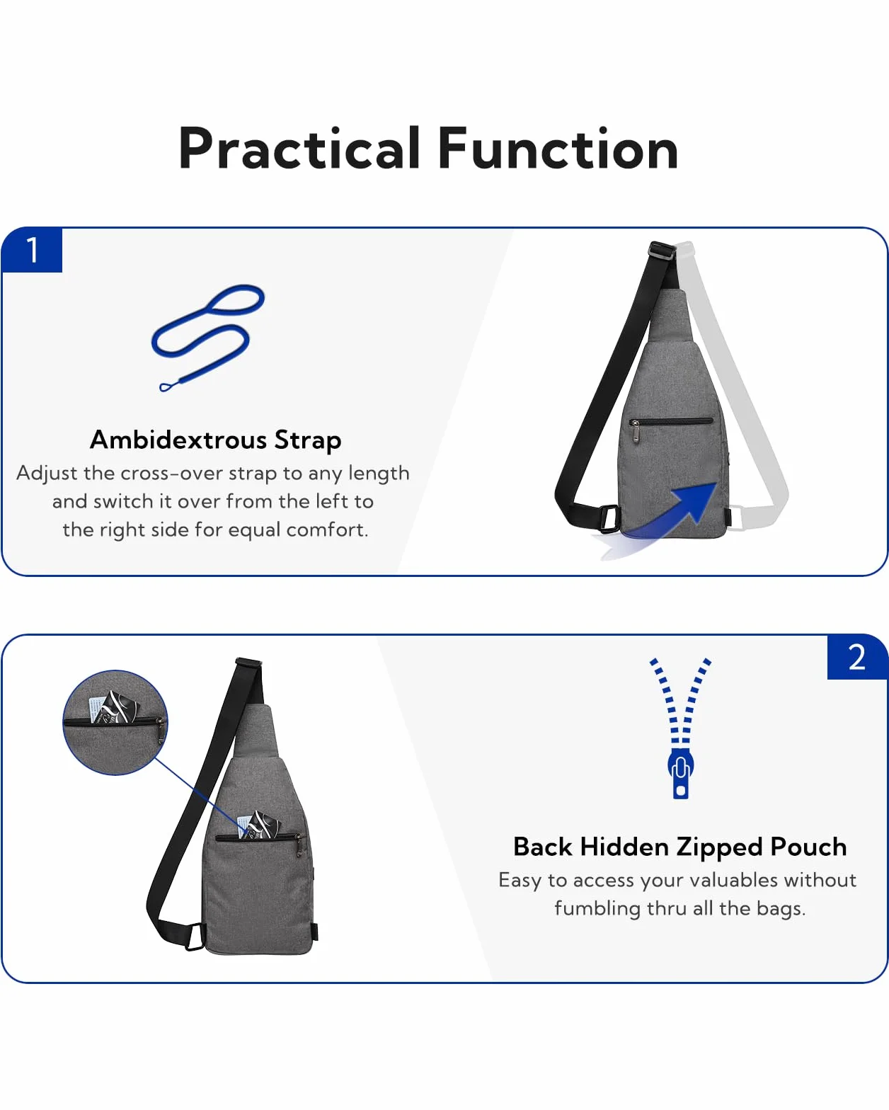Waterfly Plecak antykradzieżowy, torba crossbody, mały wielofunkcyjny plecak na co dzień dla mężczyzn i kobiet