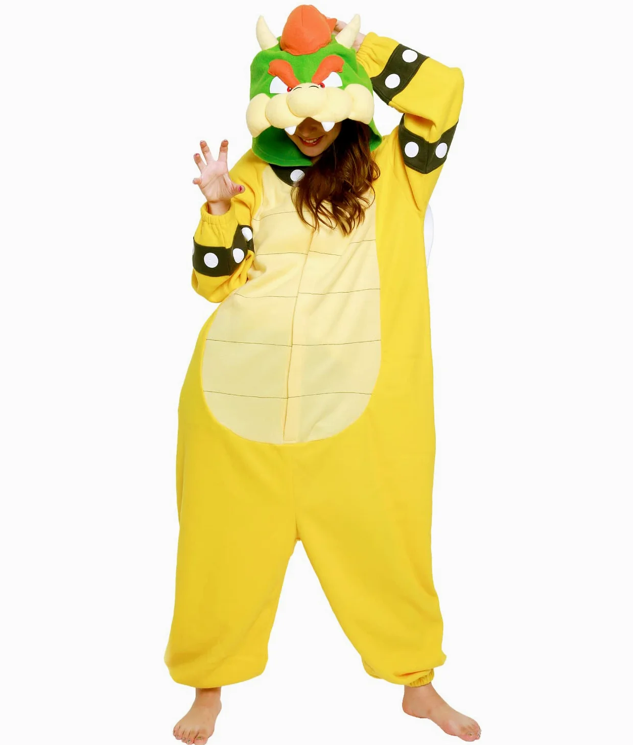 SAZAC Super Mario Bros - Jednoczęściowy kombinezon na Halloween (Bowser), Brązowy, Adult One Size Fits All