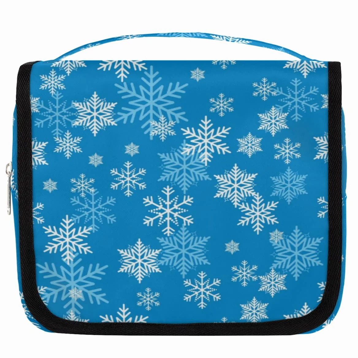 Śnieżynka Podróżna Kosmetyczka Niebieski płatek śniegu Torba do mycia Torba Unisex Wiszące przybory toaletowe Kosmetyczka Organizer do makijażu, wielobarwny, Jeden rozmiar