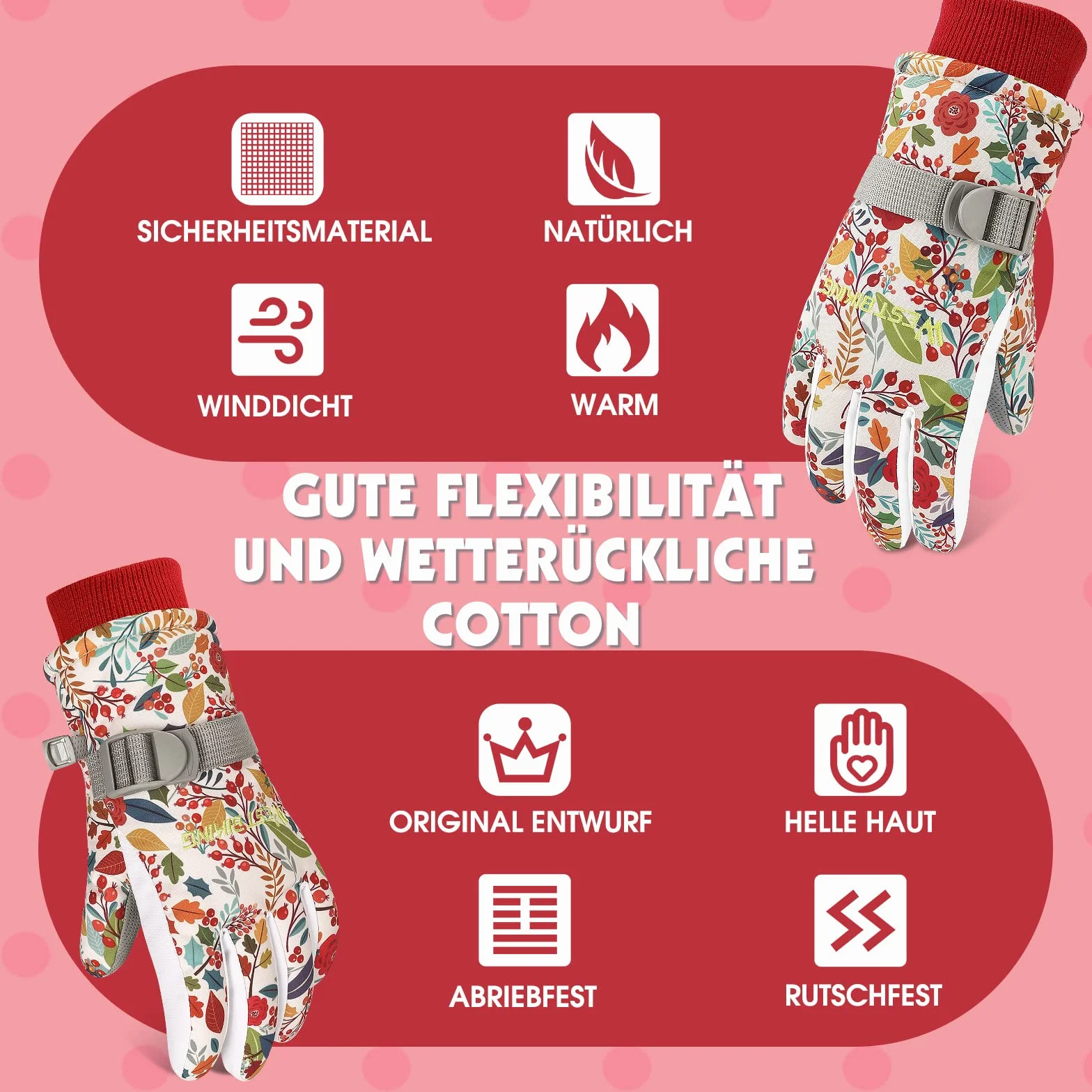 WESTGIRL Dziecięce rękawiczki zimowe, wiatroszczelne, ciepłe rękawice narciarskie, termiczne, wodoodporne, śnieg, kreskówka, rękawice dziecięce, outdoorowe, snowboardowe, do jazdy na rowerze, dla