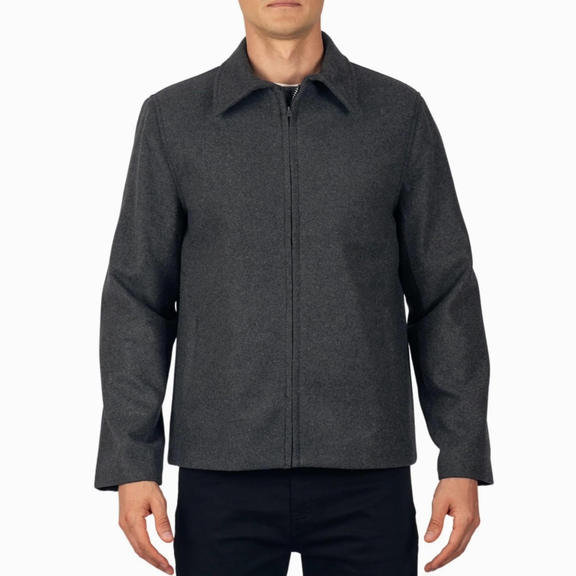 Alpine Swiss Grant męska kurtka wełniana – 71 cm James Dean Style Bomber z kieszeniami zapinanymi na zamek błyskawiczny