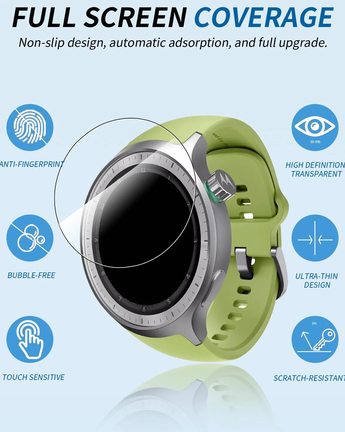 Folii ochronnej do Motorola Moto Watch 2026 Smartwatch, hartowane szkło 9H, odporna na zarysowania