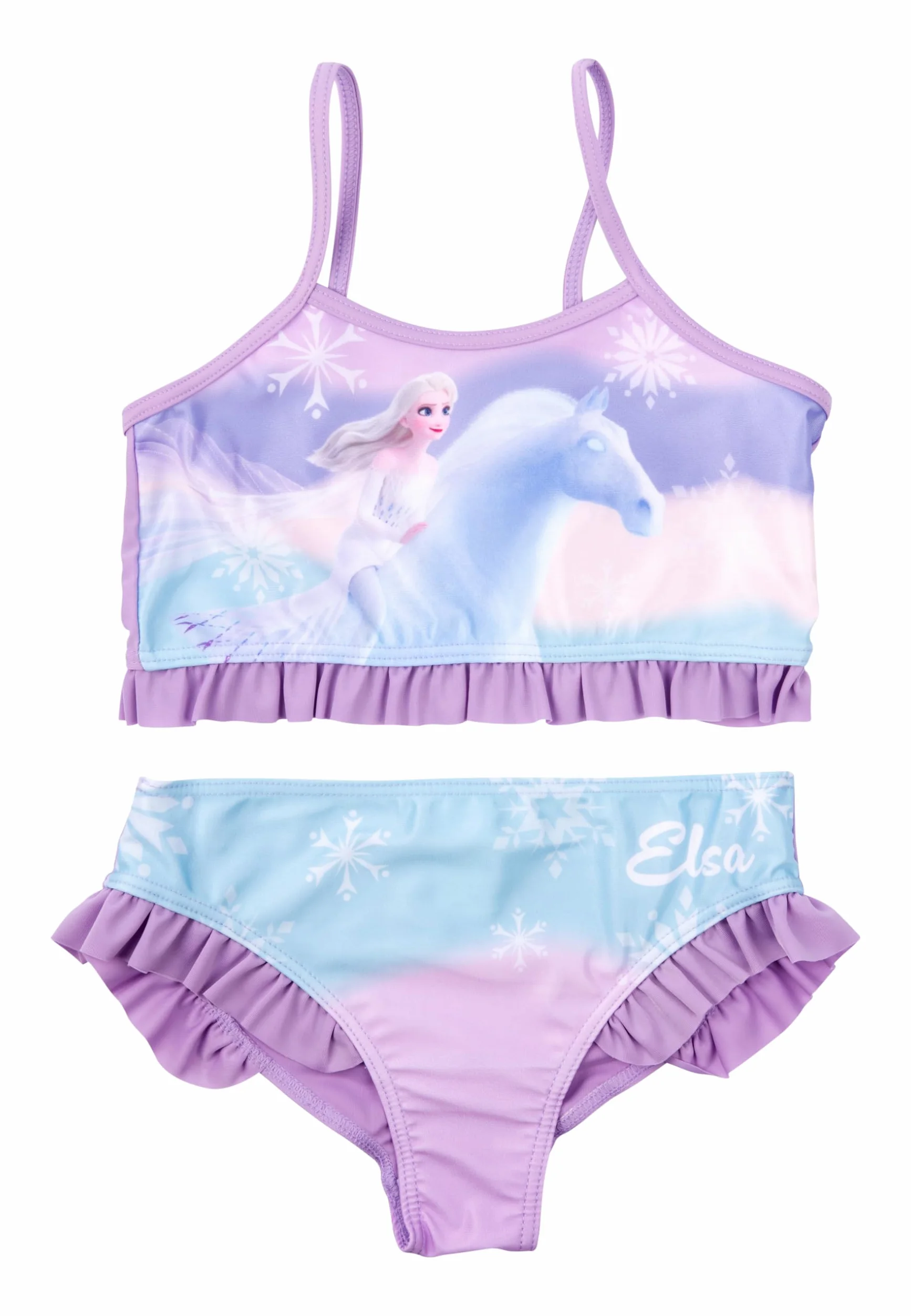 Disney Królowa Lodu Bikini z falbankami dla dziewczynek - Elsa Kraina Lodu Dwuczęściowy strój kąpielowy dla dzieci fioletowy