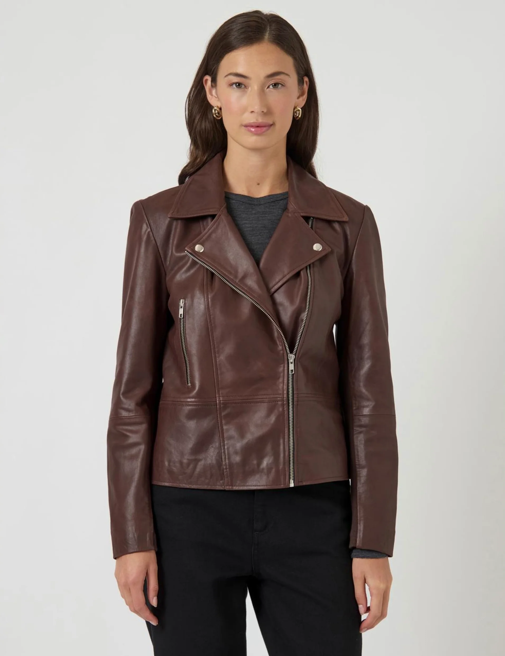 Y.A.S Damska kurtka skórzana Yassophie Leather Jacket NOOS Chicory Coffee, XL, Chicory Coffee, XL