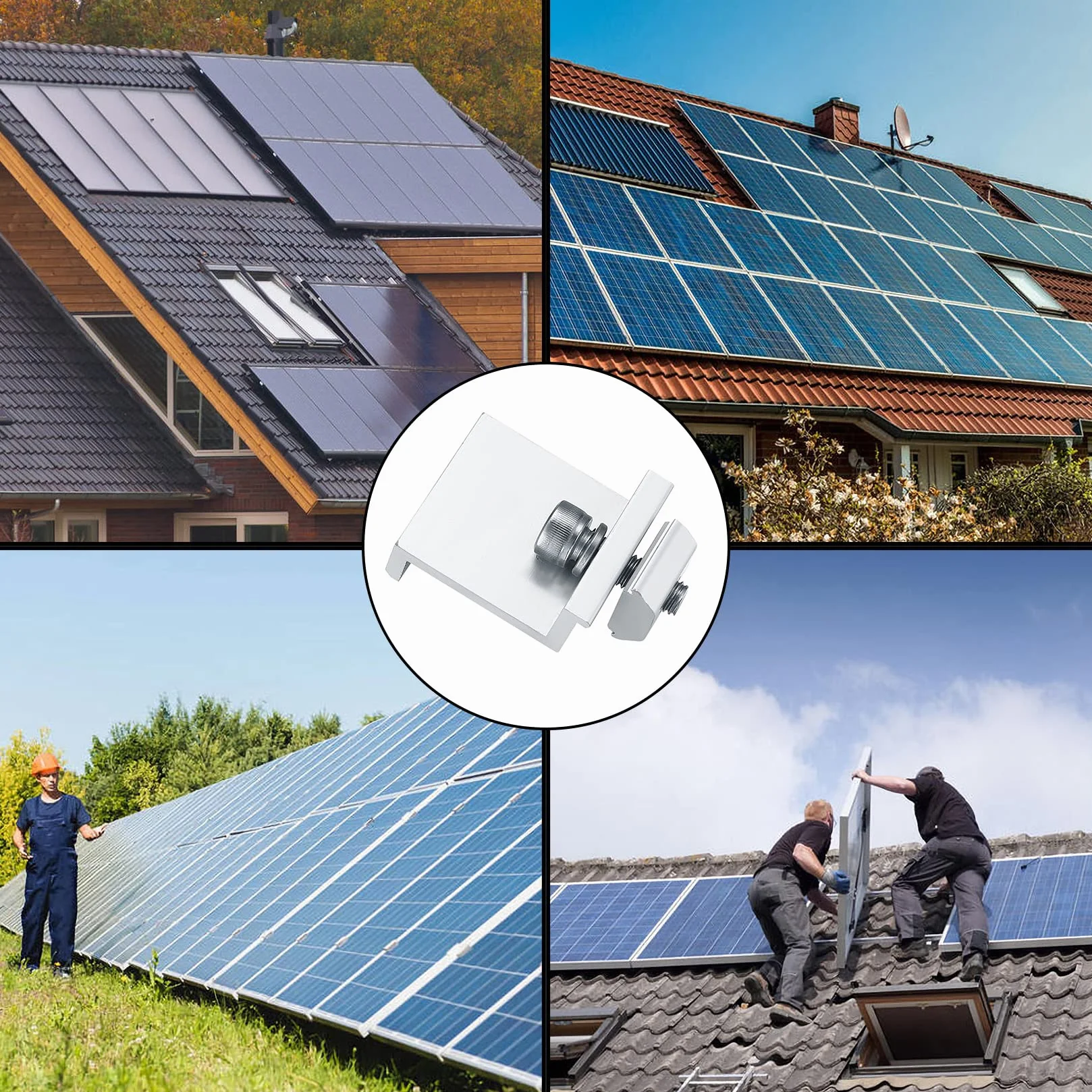 6 szt. wspornik do modułu solarnego, zaciski końcowe, fotowoltaiczne panel słoneczne, zaciski krawędziowe, mocowanie modułu solarnego, uchwyt systemu do panela