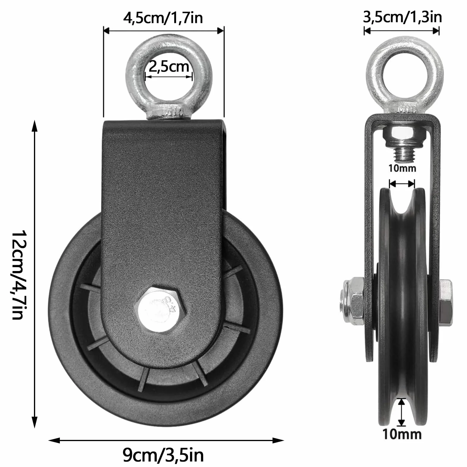 Kółka zwrotne, 2 szt. rolki linowe z uchwytem mocującym U, 360° kabel Pulley, rolka zwrotna z karabińczykiem, rolki zwrotne do lin, blok rolek zwrotnych, akcesoria do huśtawek, linka do prania