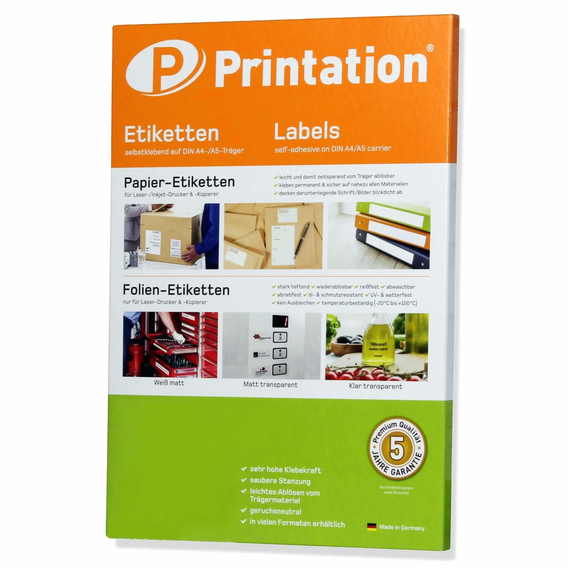 Printation Etykiety samoprzylepne 105 x 148 mm A4 10 arkuszy DIN A6