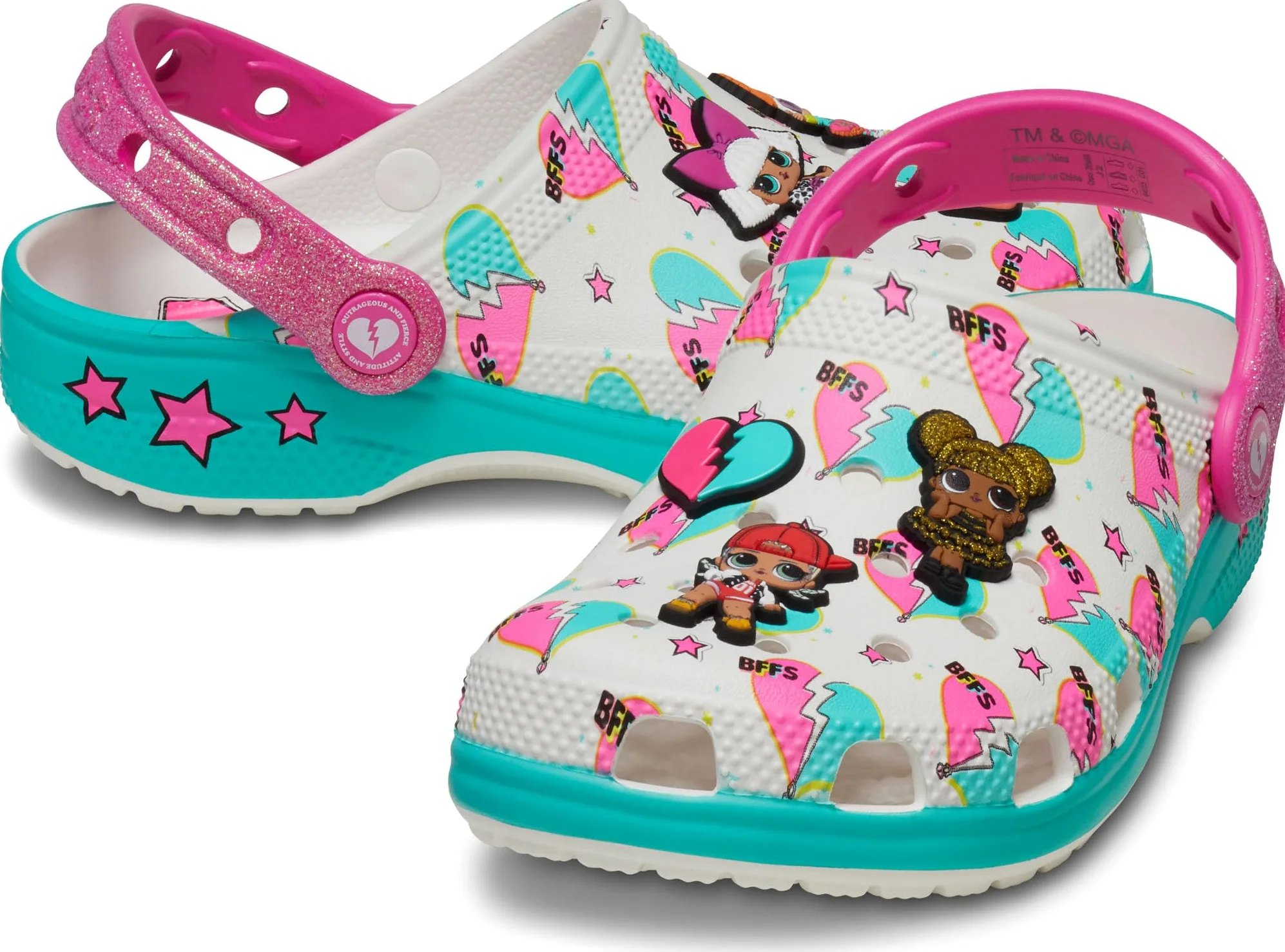 Klapki dziecięce Crocs LOL SURPRISE BFF CLASSIC CLOG, kolor turkusowy