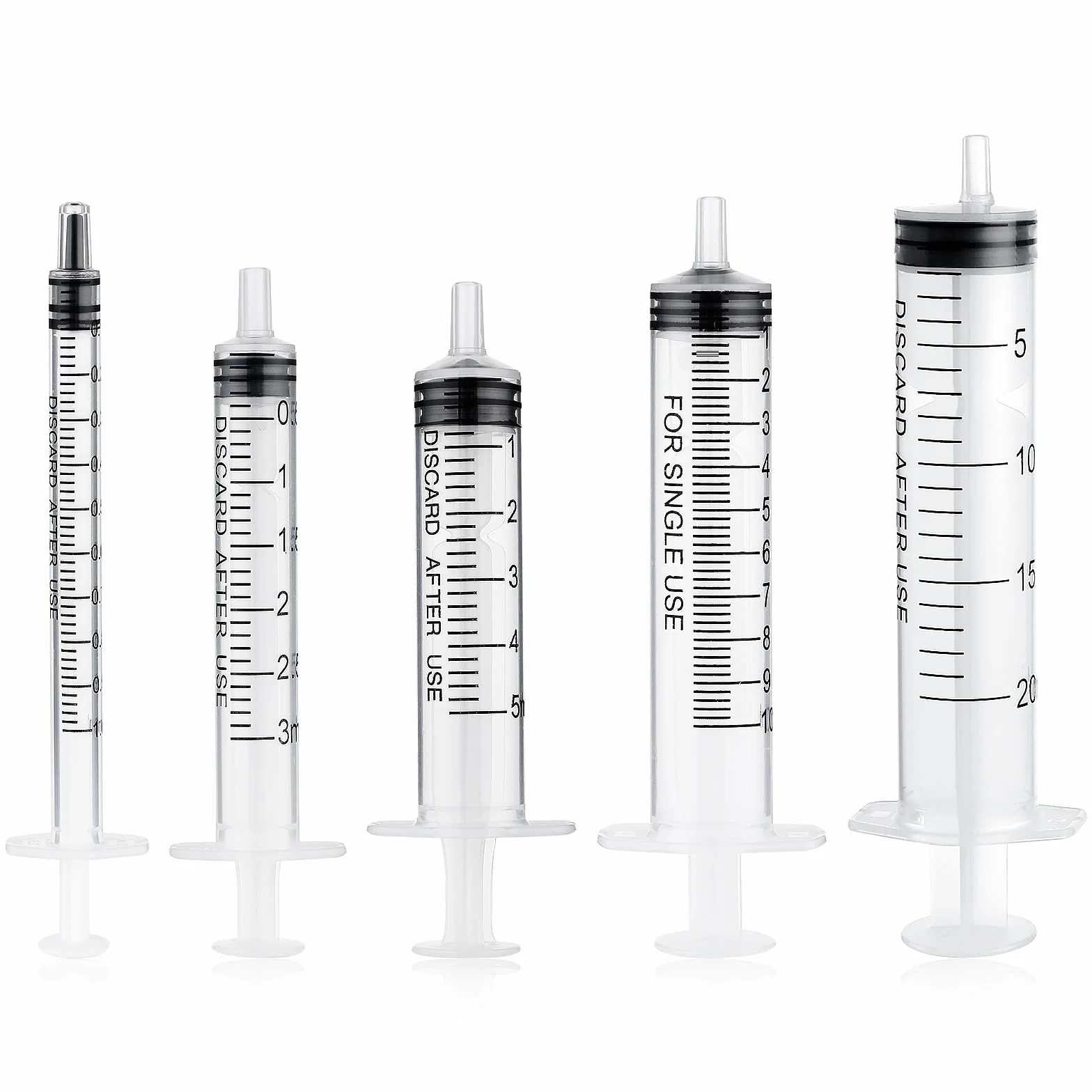 Amabro 5-częściowy zestaw strzykawek 1 ml, 3 ml, 5 ml, 10 ml, 20 ml, tworzywo sztuczne, strzykawki do płynów z pomiarem, do laboratoriów, karmienia zwierząt domowych, dozowania pokarmu, doustny