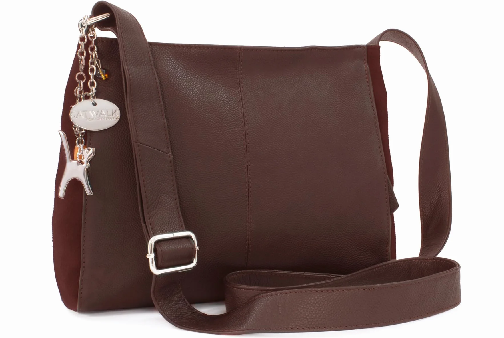 Catwalk Collection Torebka Crossbody Skóra Zamsz Charlotte Średnia Torba na Ramię