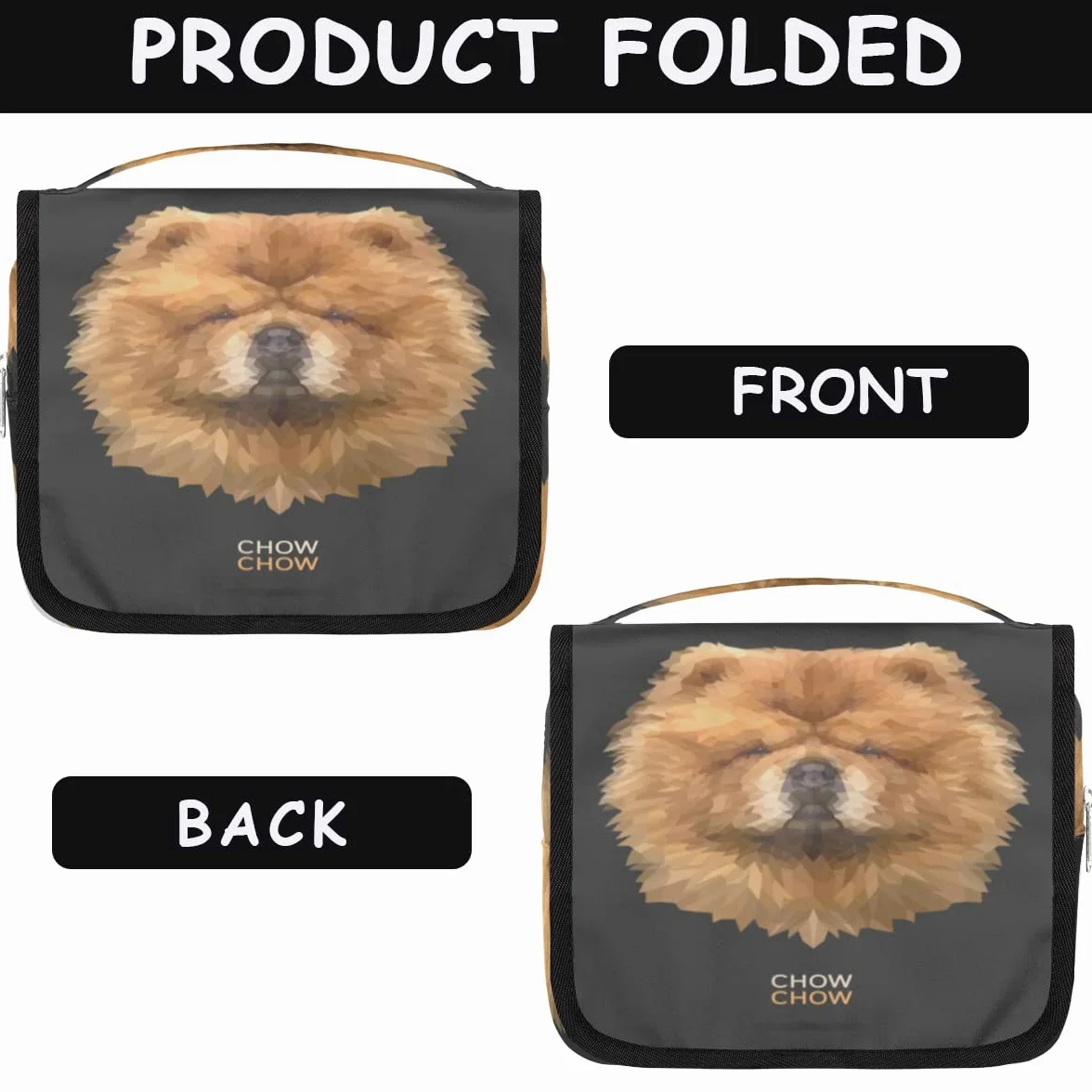 Chow Geometryczne psy Podróżna kosmetyczka Psy Mycie Torba Unisex Wiszące przybory toaletowe Kosmetyczka Organizer do makijażu, wielobarwny, Jeden rozmiar