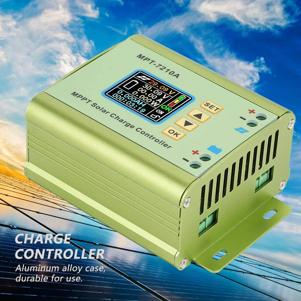 Regulator ładowania panelu słonecznego, MPT-7210A kontroler ładowania panelu słonecznego wyświetlacz LCD kontroler solarny dla przemysłu domowego komercyjnego samochodu łodzi