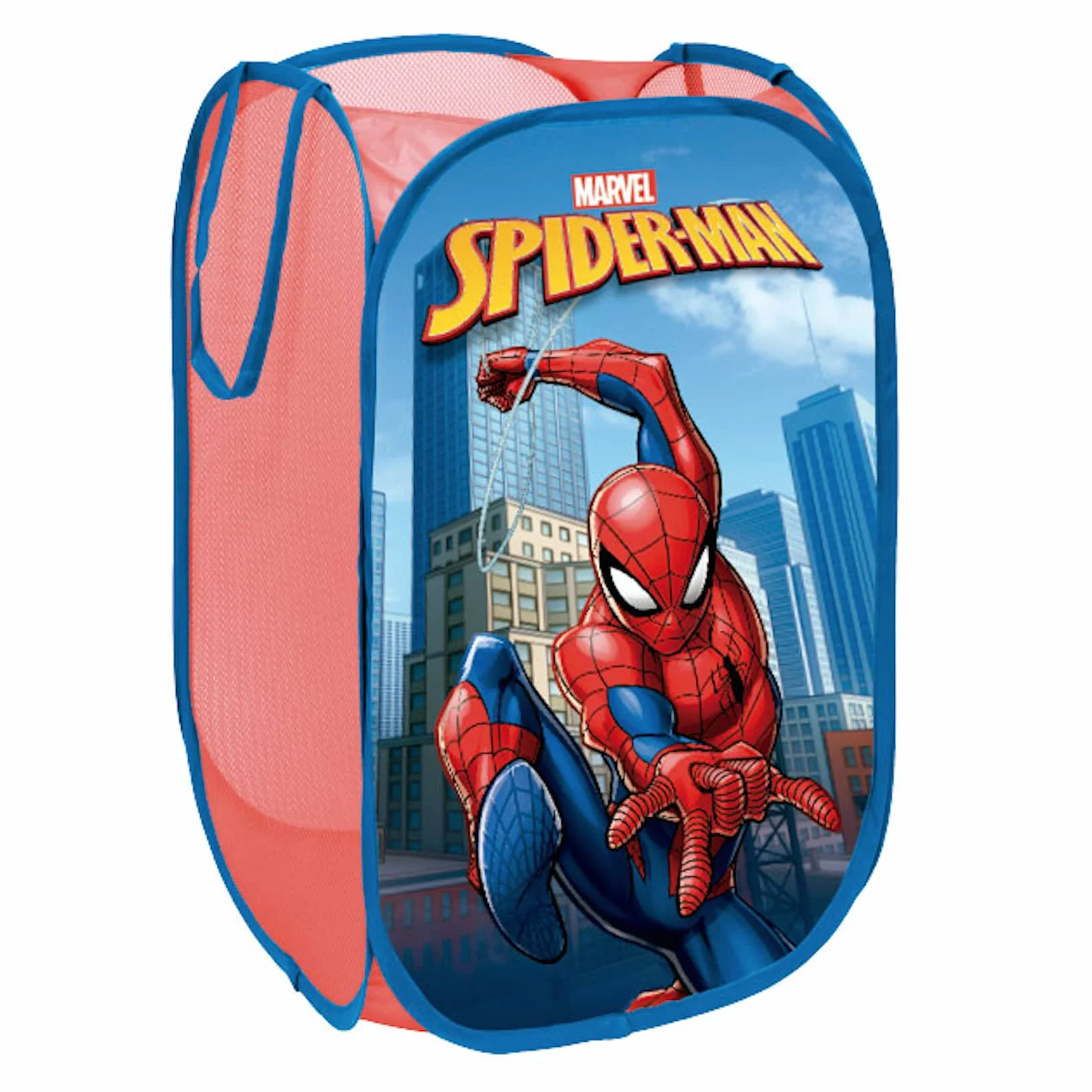 Superdiver Składany kosz dla niemowląt z uchwytami - Marvel Spiderman Kosz Organizator na ubrania i zabawki (58x36x36) (Spiderman 2)
