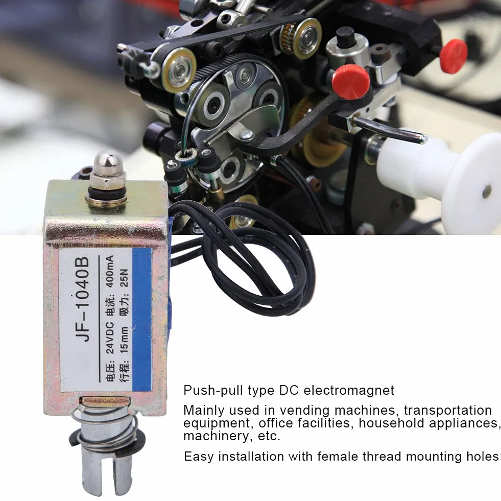 Elektromagnes push-pull o niskim tarciu 15mm antyutleniający elektromagnetyczny elektromagnetyczny 25N 24V JF-1040B Łatwa instalacja do automatów sprzedających