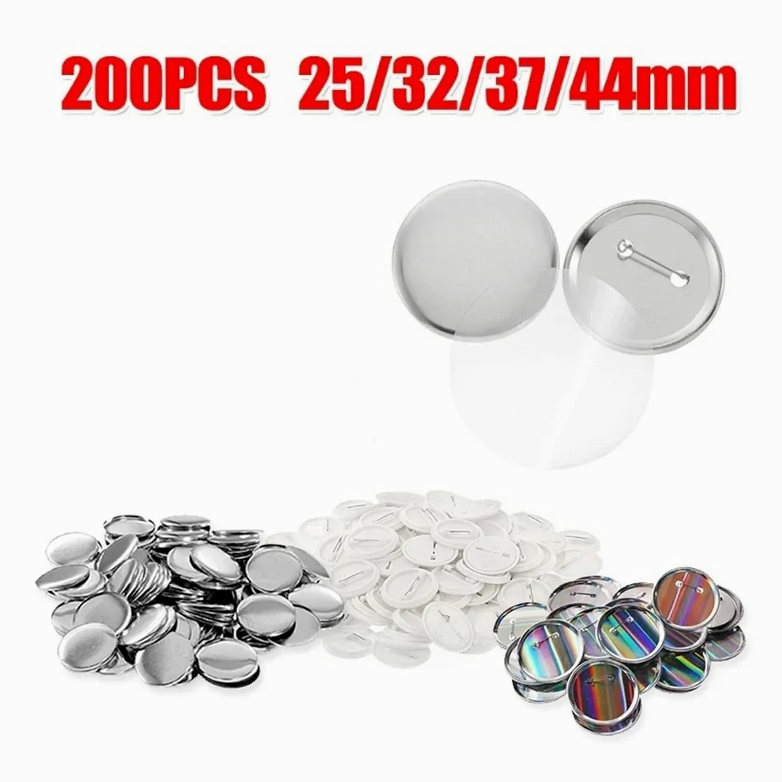200 szt. przypinek do DIY, części produkcji metalowych, 25/32/37/44 mm, materiały maszyny Różnego przeznaczenia