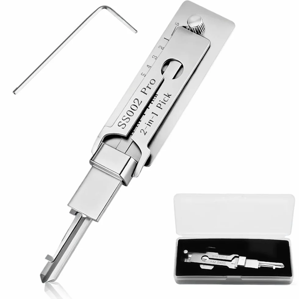 Zestaw 2 w 1 SS002 Pro Dietrich-Set dla S-Rillenschlösser Edelstahl-Schlüsseldecoder & Dietrichwerkzeug, Kompatibel mit Auto/Hausschlössern Leicht Präzise für Anfänger & Profis ss002 pro dietrich-set
