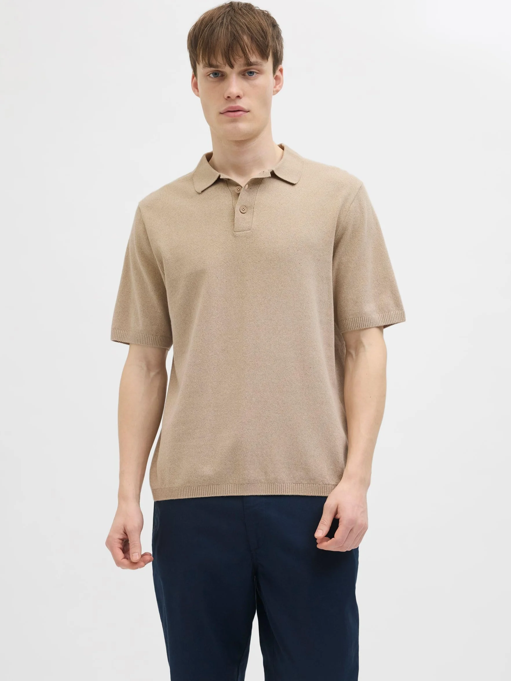 JJ REBEL Jrebcallum Knit Polo Ss, Crockery., L