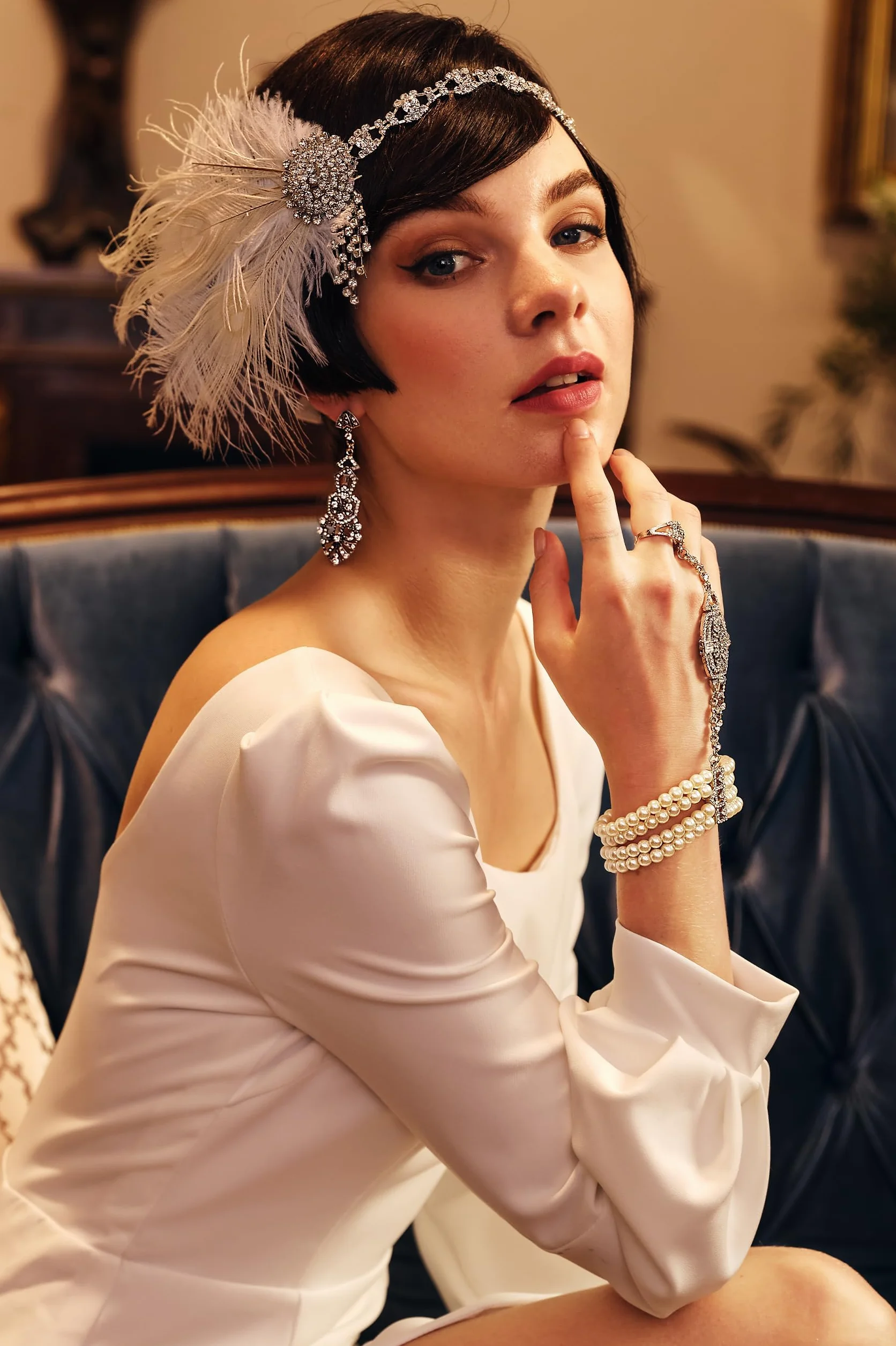 BABEYOND Kolczyki w stylu vintage art deco Gatsby zwisające na imprezę ślub
