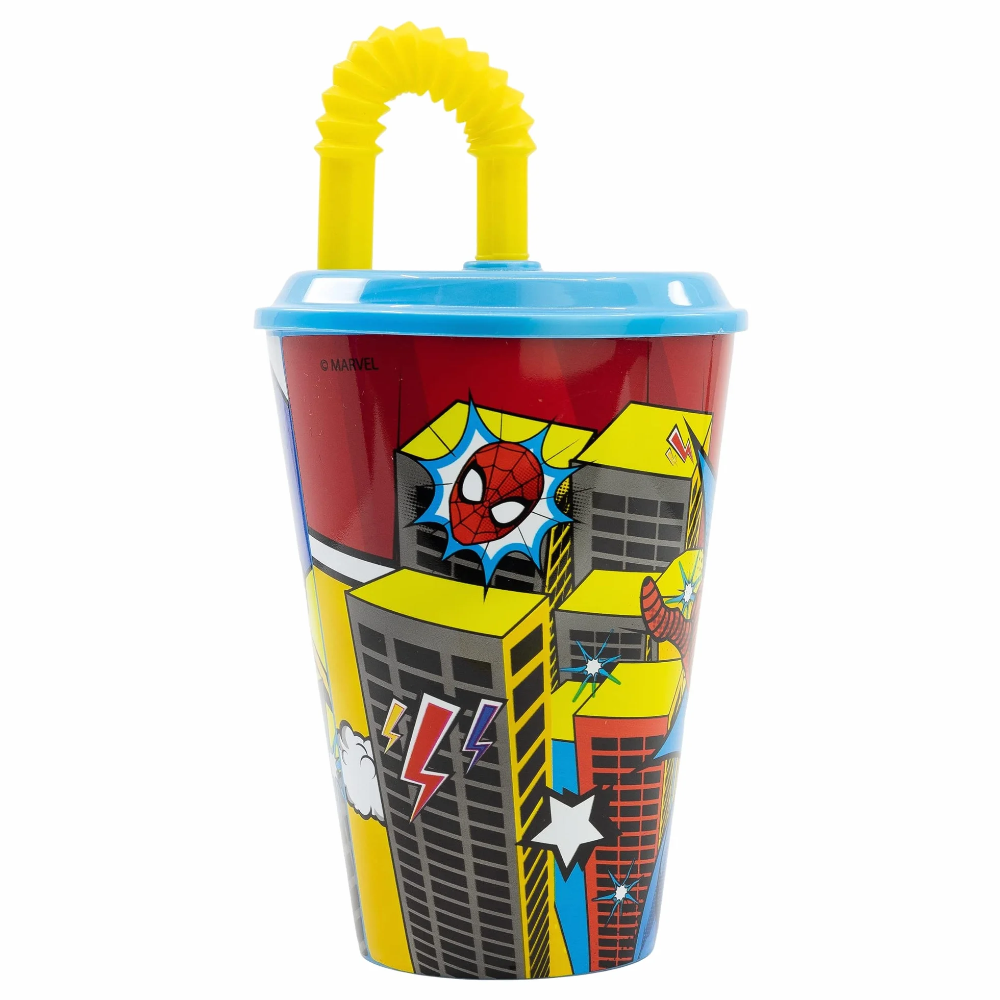 Stor Kubek dziecięcy ze słomką Marvel Spiderman 430ML, z tworzywa sztucznego wolnego od BPA, zmywalny i wielokrotnego użytku