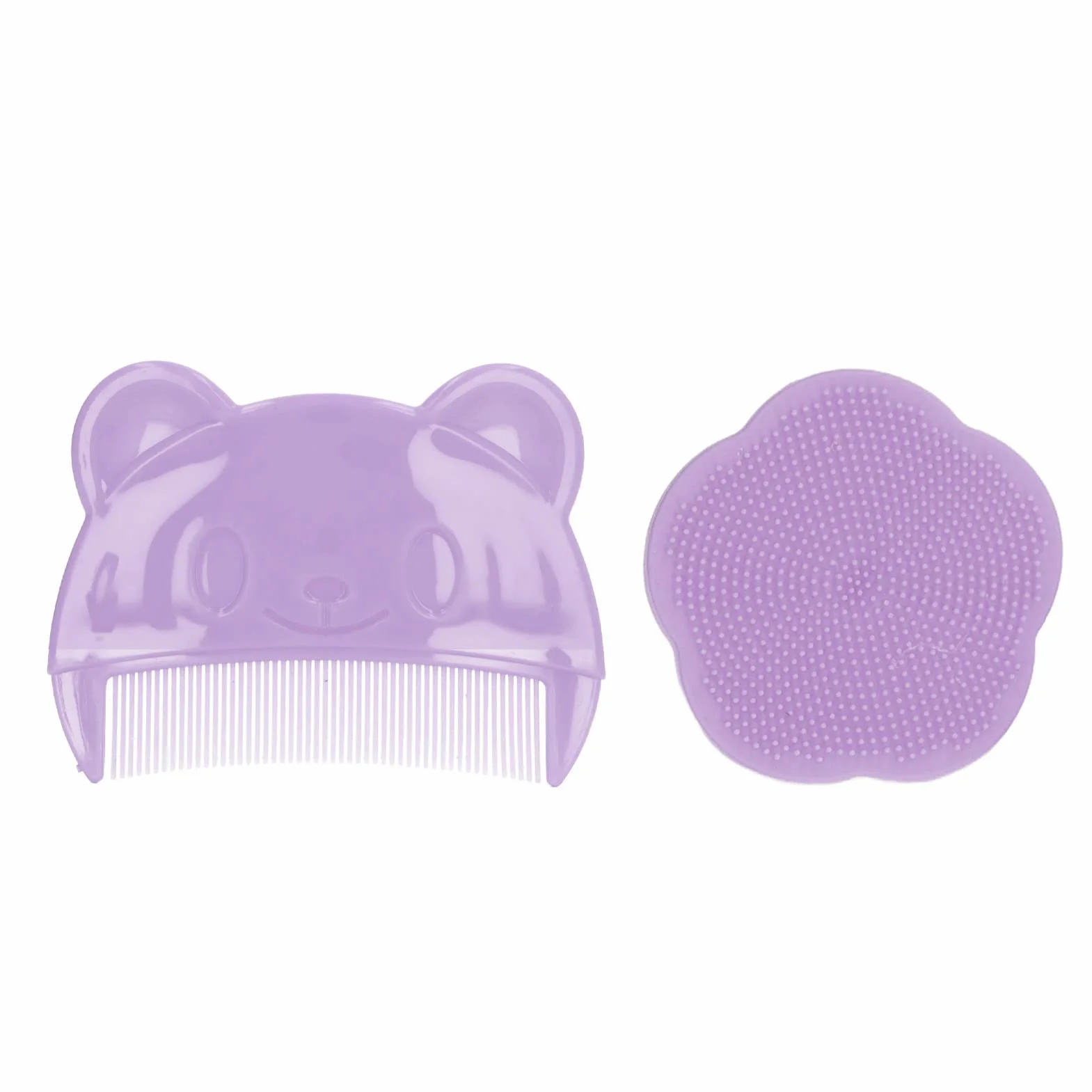Cradle Cap Brush and Comb, Baby Bath Silicone Brush, Miękka Szczotka Sensoryczna Grzebień do Włosów dla Dzieci z Miękkim Silikonowym Włosiem Pomaga Delikatnie Masuj Skórę Głowy(Fioletowy)