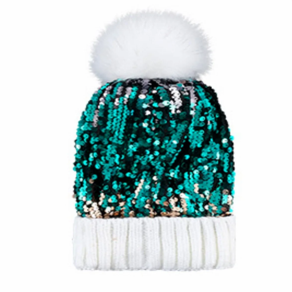 Czapka Beanie Czapka zimowa damska ciepła z brokatem cekinami dzianinowa czaszka czapka narciarska (jeden rozmiar)